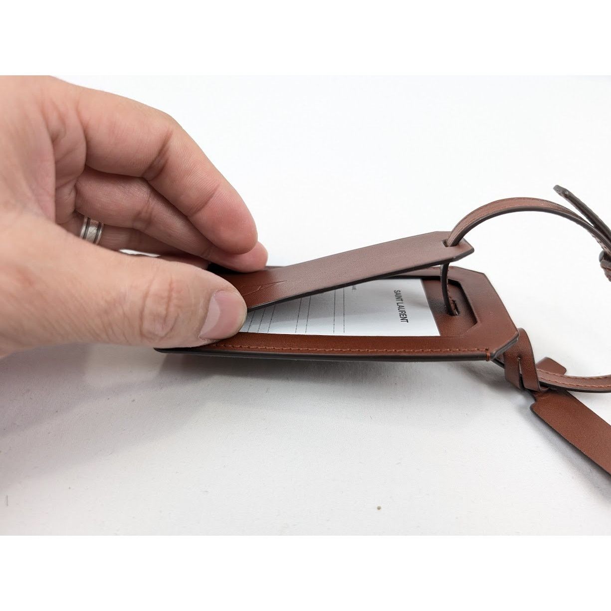 Saint Laurent Paris o1rshd1 Size : OS / Luggage Tag in Brown Size ONE SIZE - 8 Thumbnail