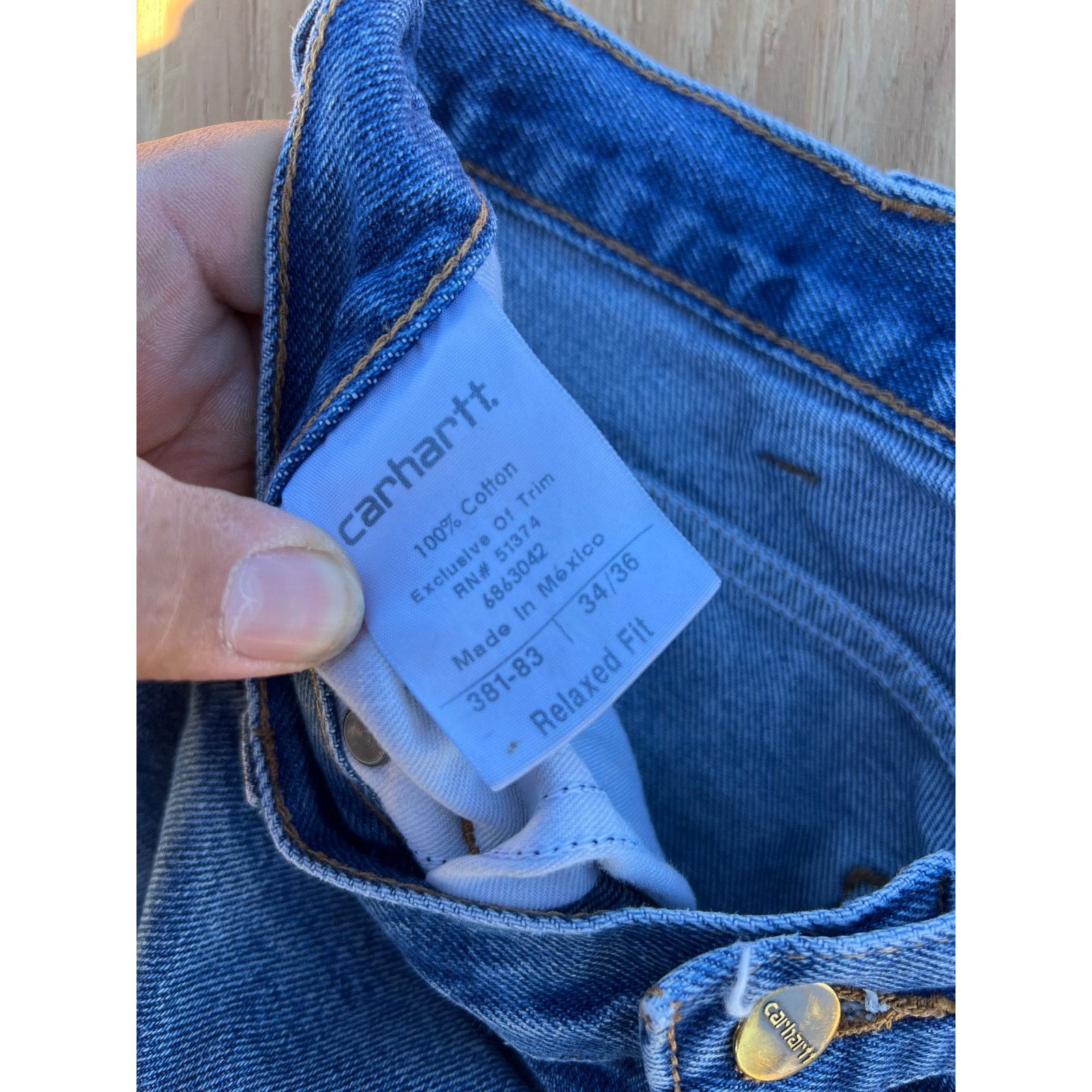 Carhartt Carhartt Jeans Mens 34x36 Blue Denim Work Pants relaxed Fit Size US 34 / EU 50 - 2 Thumbnail