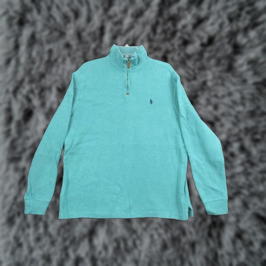Polo Ralph Lauren Polo Ralph Lauren Pullover Mens Large Teal Mockneck Long Sleeve Knit Shirt Size US L / EU 52-54 / 3 - 1 Thumbnail