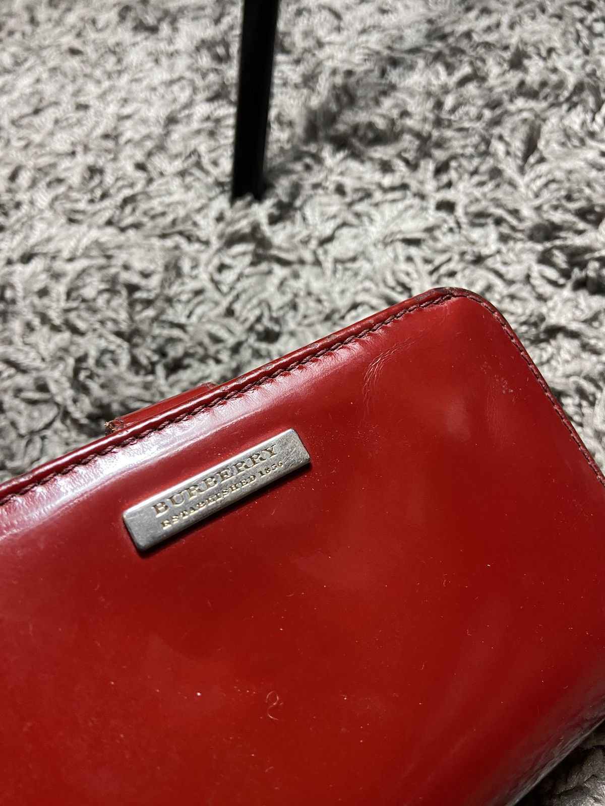 Burberry × Vintage BURBERRY VINTAGE RED LEATHER WOMENS POCKET WALLET Size ONE SIZE - 2 Thumbnail