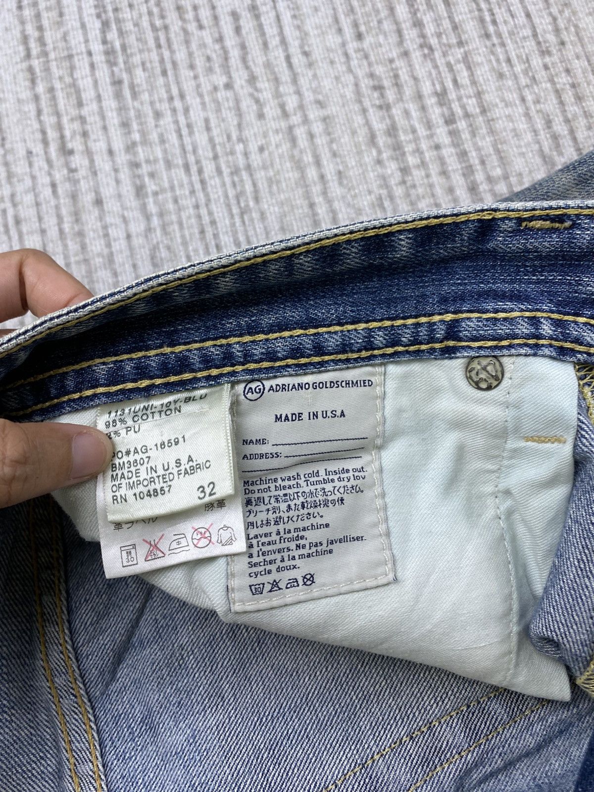 AG Adriano Goldschmied × Le Grande Bleu (L.G.B.) × Vintage Vtg AG Adriano Goldschmied Slim Straight Distressed Pants Size US 32 / EU 48 - 17 Thumbnail