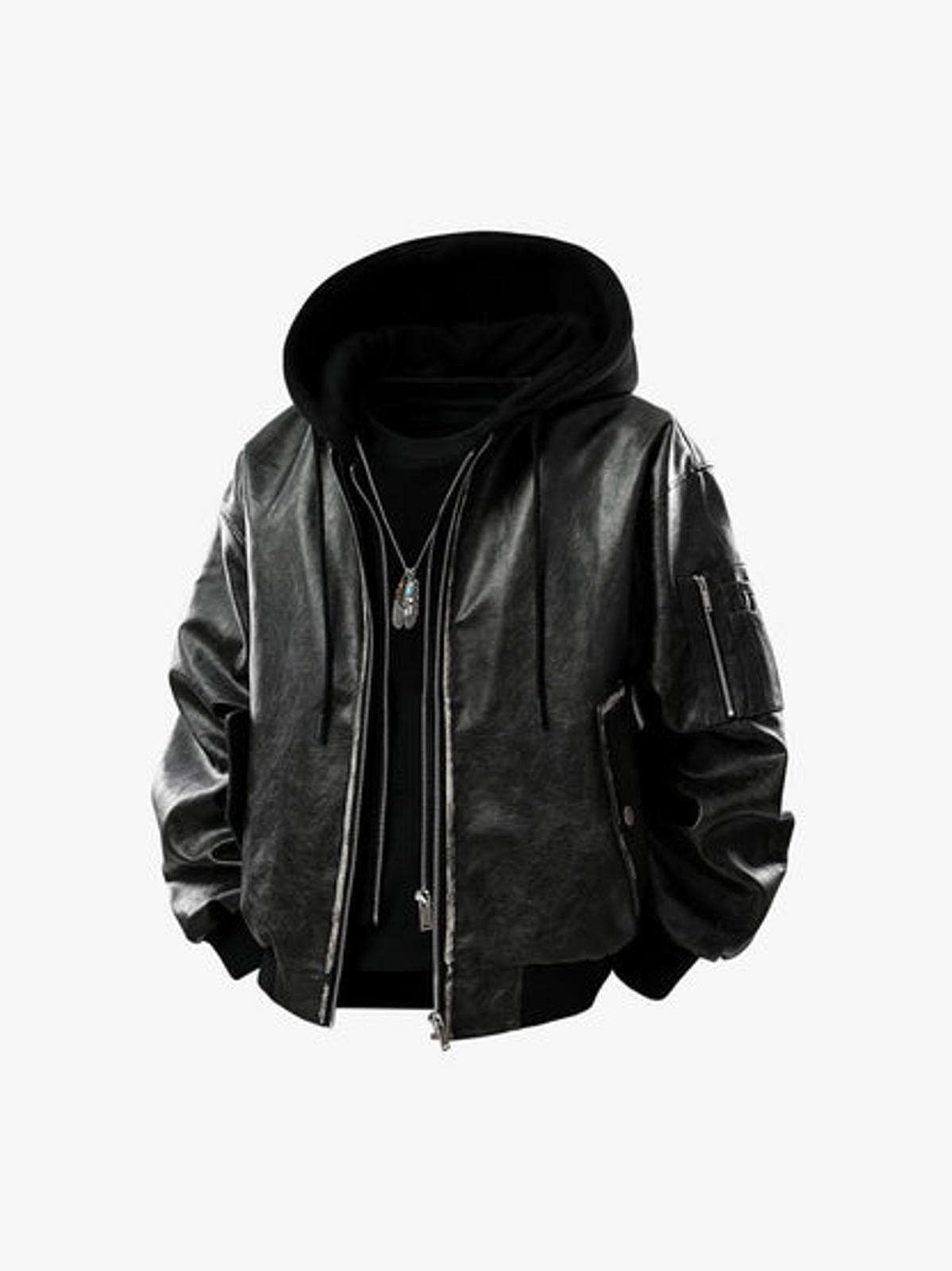 Leather Retro Distressed Washed PU Leather Cotton Jacket Size US M / EU 48-50 / 2 - 1 Thumbnail