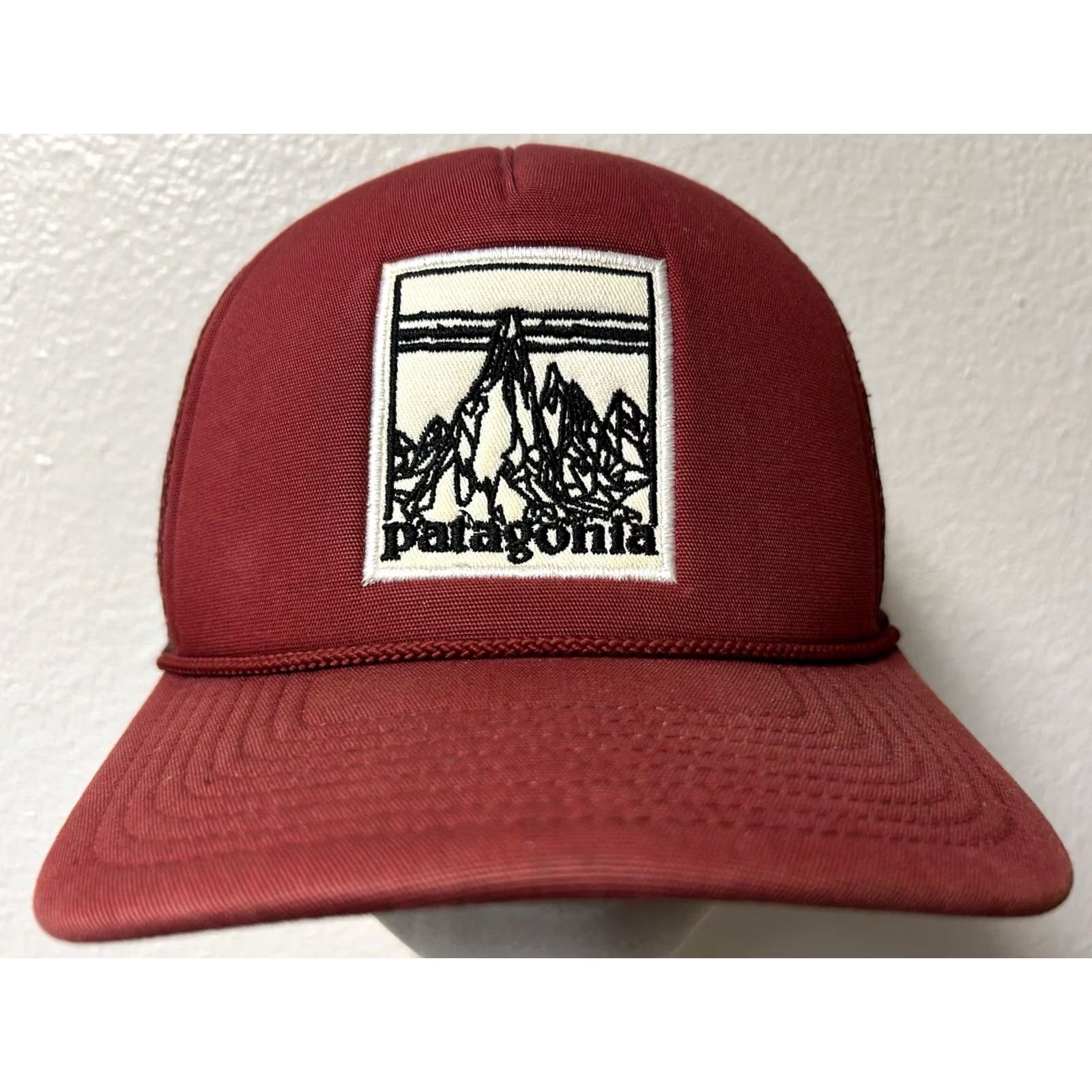 Patagonia VINTAGE Patagonia Master Chief Fitz Roy Mountains Hat Red Rope Adjustable Snapback Unisex Adults One Size Boys Girls Mens Womens Size ONE SIZE - 2 Thumbnail