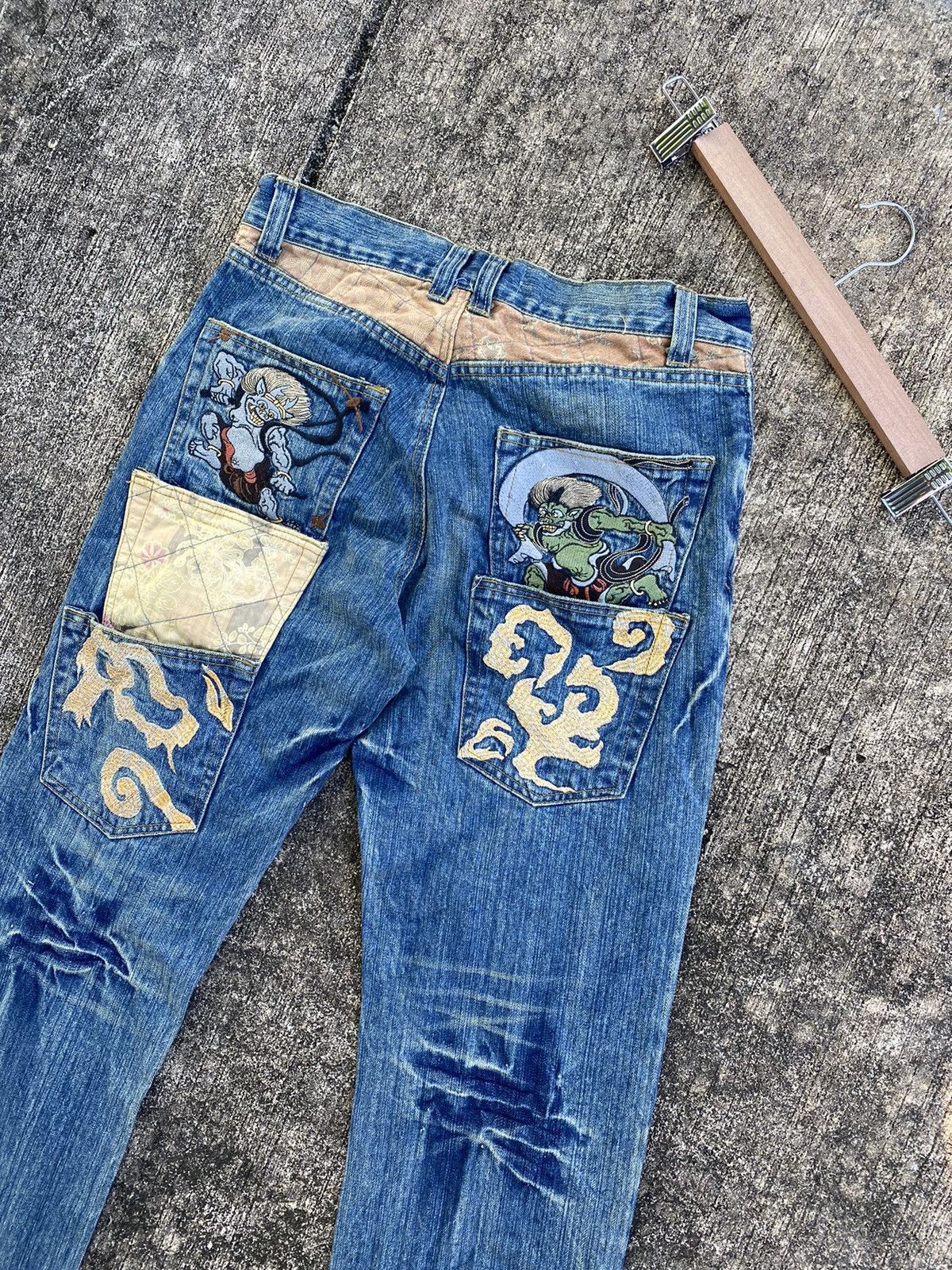 Japanese Brand Vintage Embroidery Sukarjan Denim -Look like Kurakuri Design Size US 31 - 3 Thumbnail