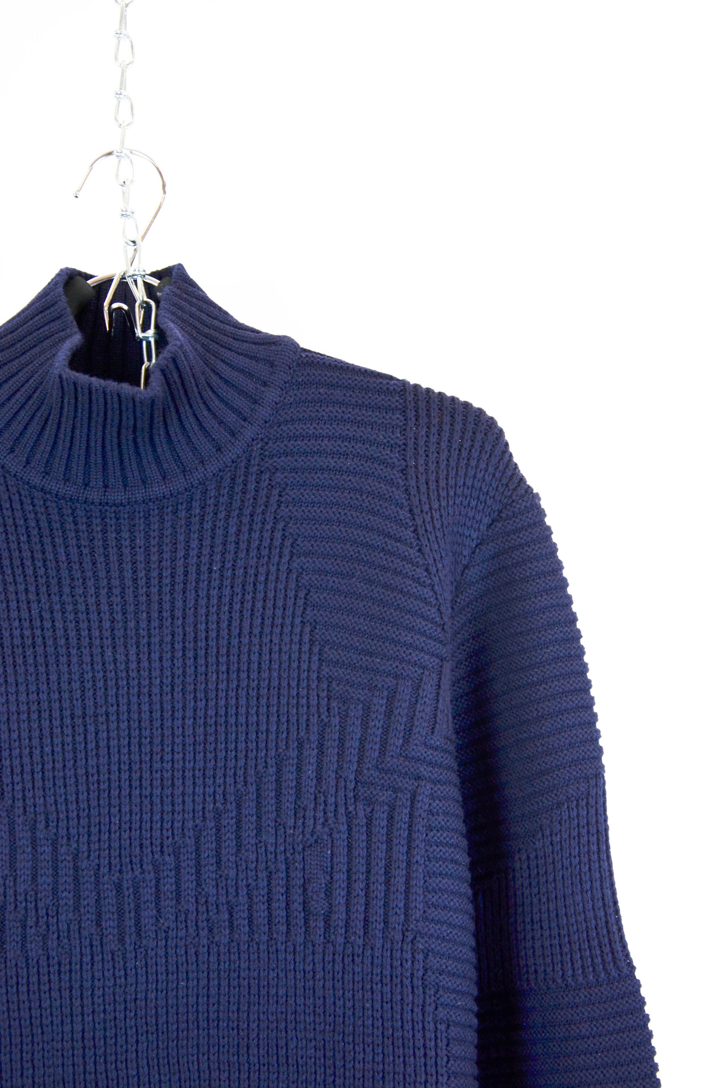 Fendi Fendi Navy Heavy Ribbed Mock Neck Sweater – 50 IT Size US L / EU 52-54 / 3 - 6 Thumbnail