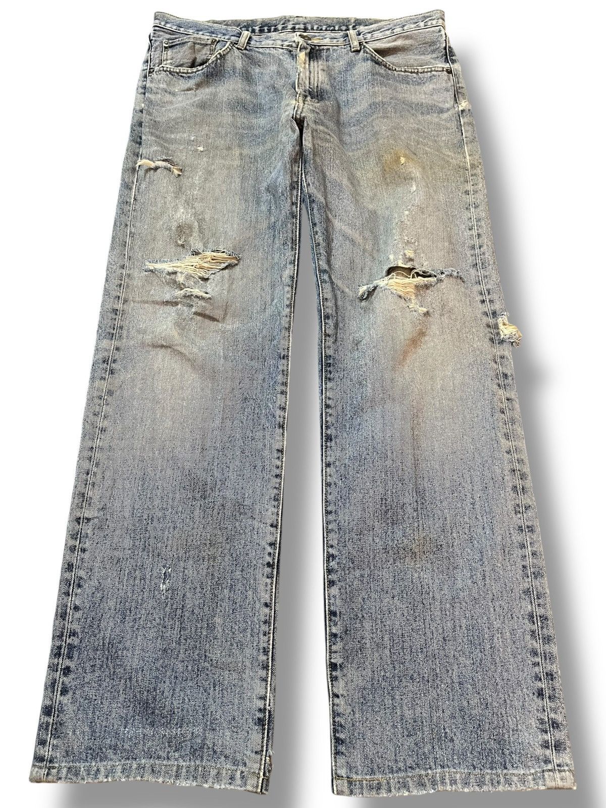 Uniqlo Vintage Uniqlo Loose Grunge Distressed Denim Size US 35 - 1 Thumbnail