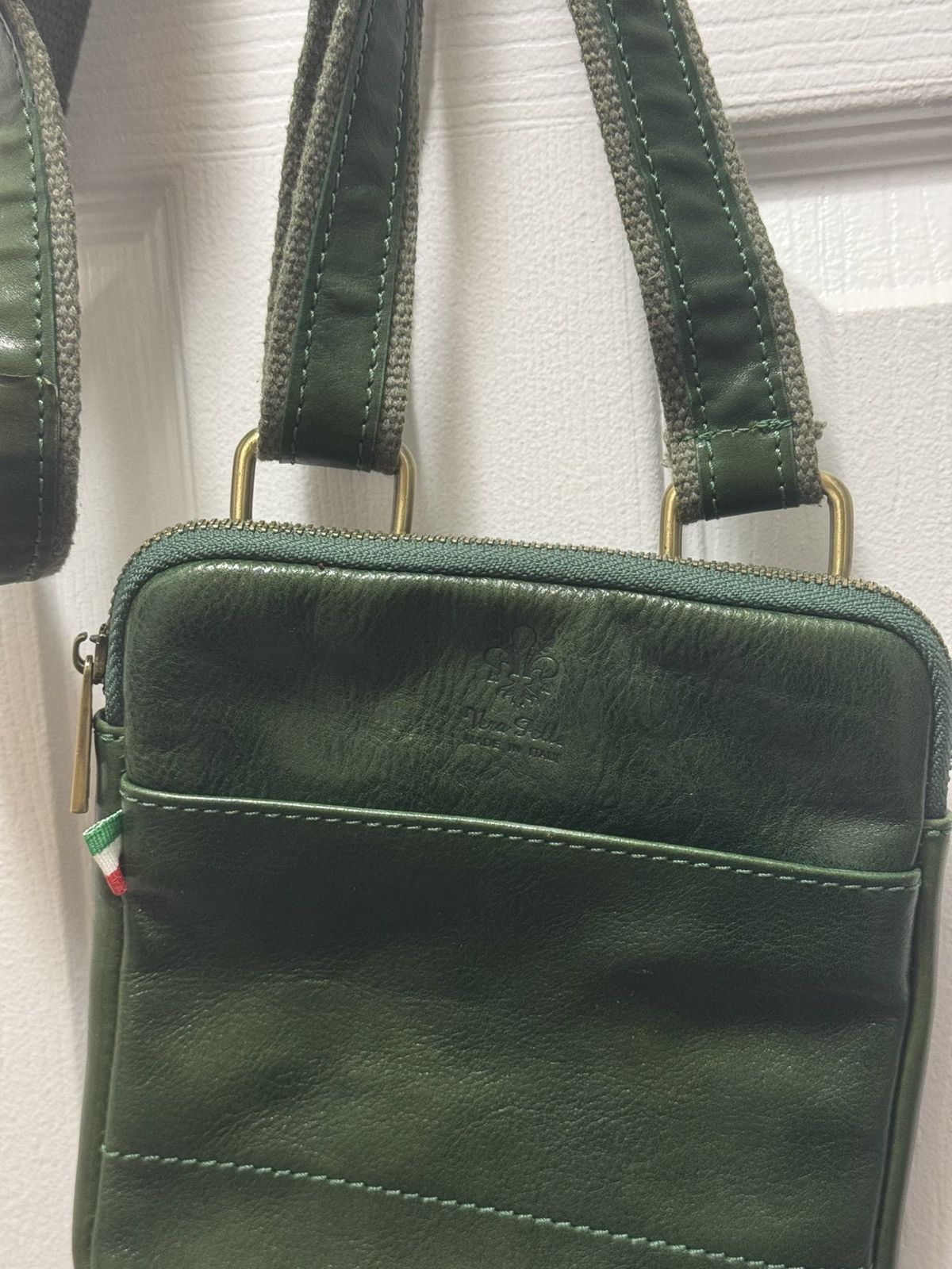 Vera Pelle Vera Pelle Leather Crossbag Green Italian Leather Trap Size ONE SIZE - 2 Thumbnail