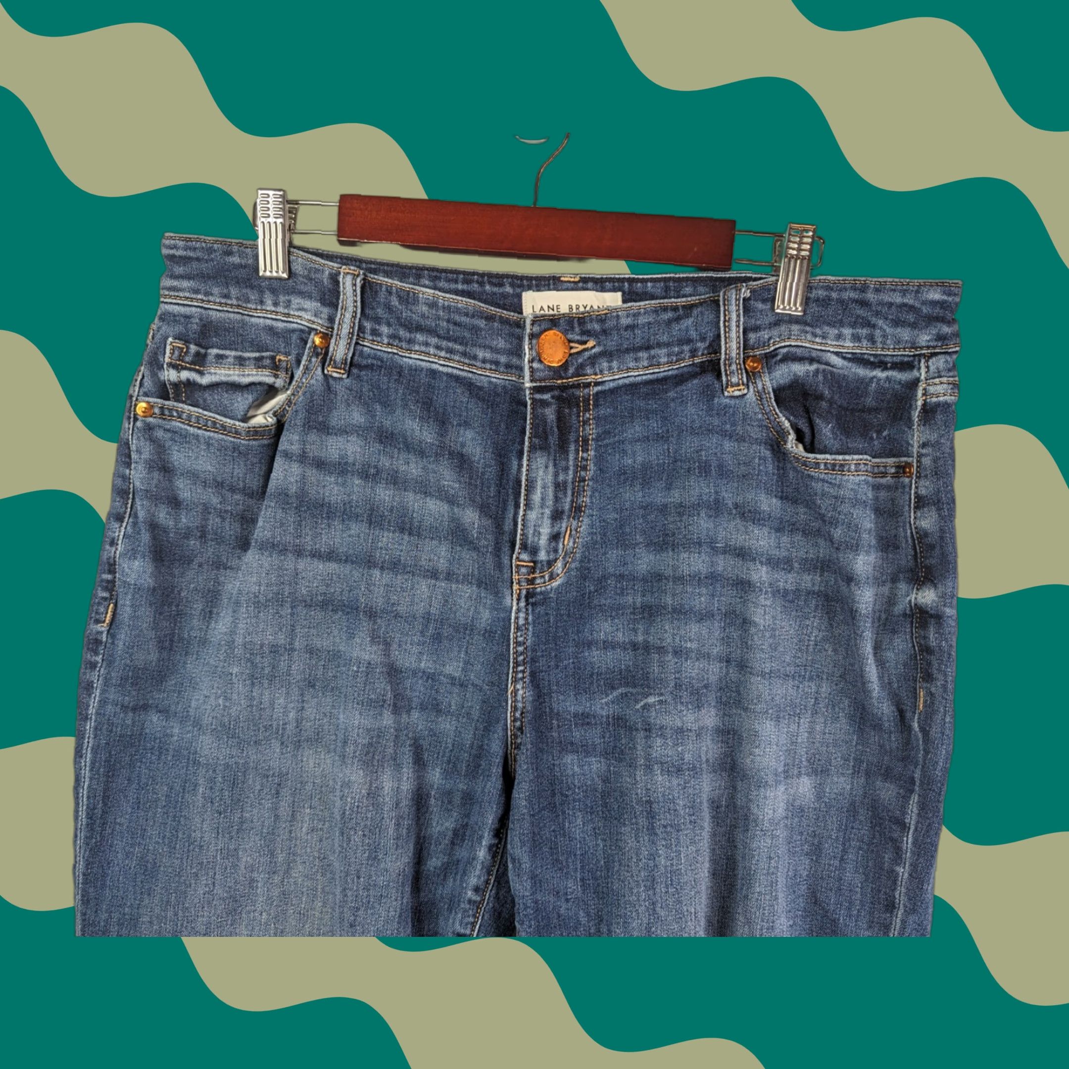 Vintage Lane Bryant Jeans Boyfriend 14 Blue Cotton Blend Denim Mid Rise Relaxed Slimming Comfort Stretch Plus Womens N/A Size 36" / US 14 / IT 50 - 1 Thumbnail