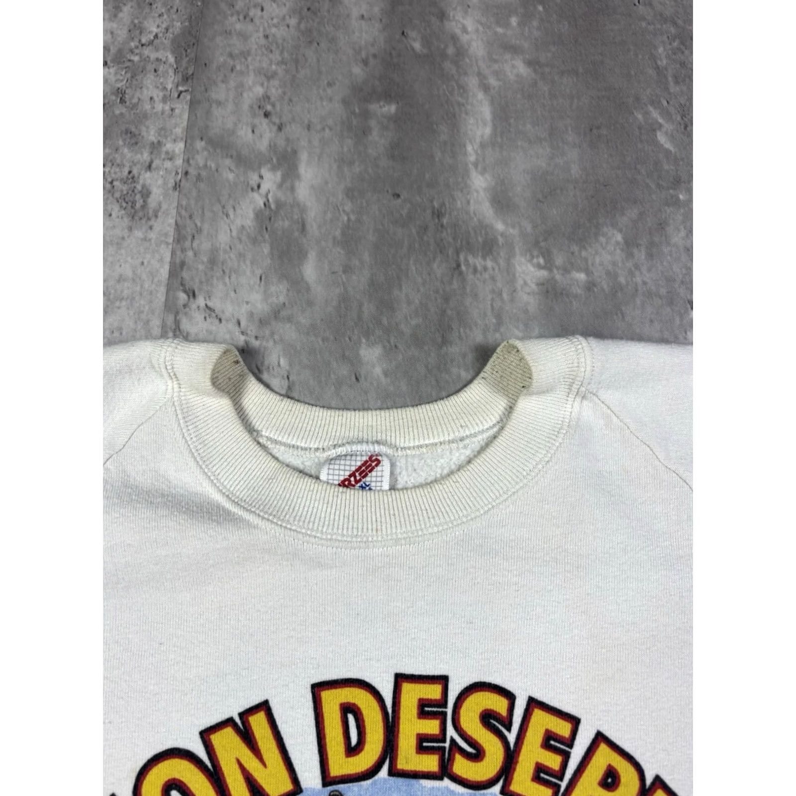 Vintage VINTAGE 80s Operation Desert Storm Military Pullover Sweatshirt White XL Mens Graphic Print Storm Heavyweight Knit Cotton Pullover 1980s US Army Size US XL / EU 56 / 4 - 6 Thumbnail
