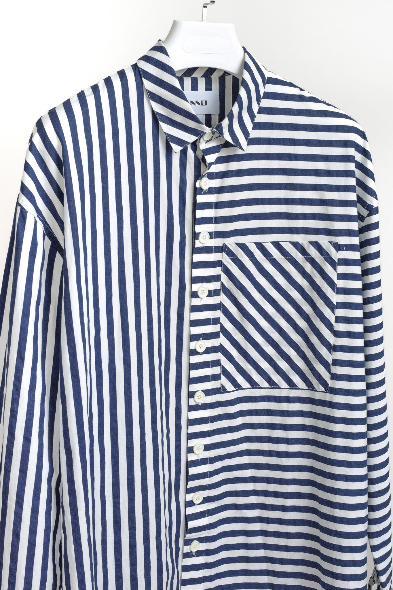 Sunnei Sunnei White Blue Striped Cotton Button Up Shirt Size US L / EU 52-54 / 3 - 3 Thumbnail