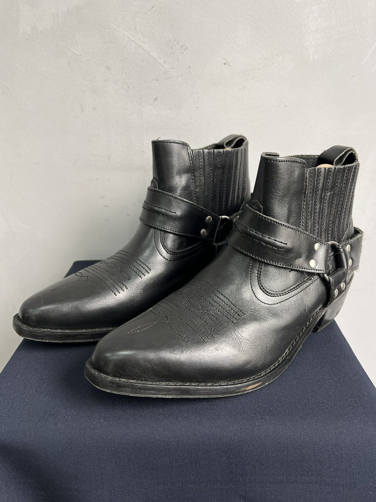 Western Rise Vintage leather western guidi style ankle moto boots y2k Size US 8.5 / EU 41-42 - 7 Thumbnail