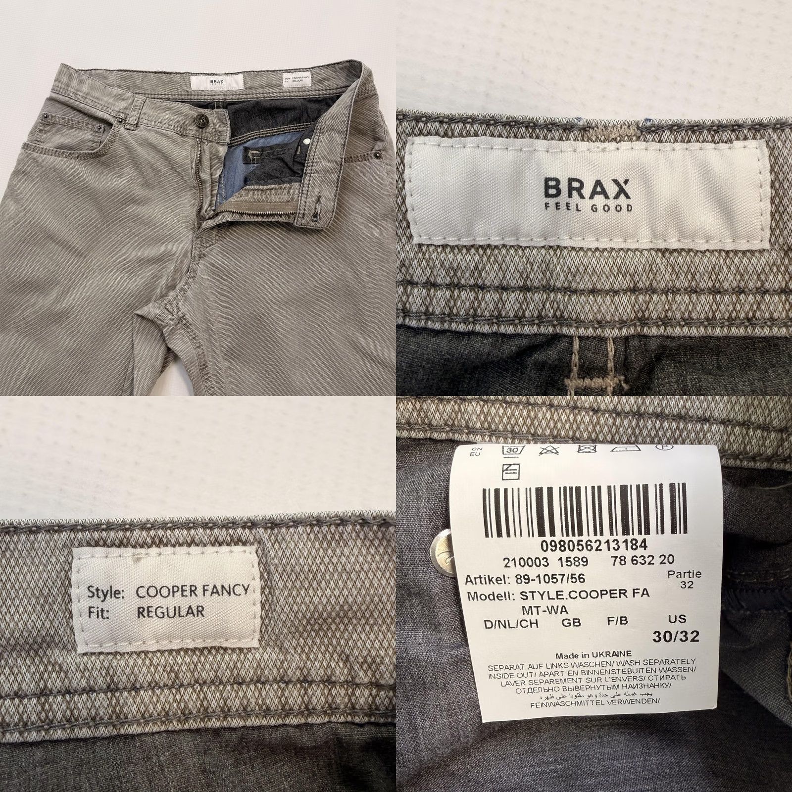 BRAX Brax Cooper Fancy Jeans Mens 30x32 Gray Regular Fit Straight Stretch Denim Size US 30 / EU 46 - 8 Thumbnail