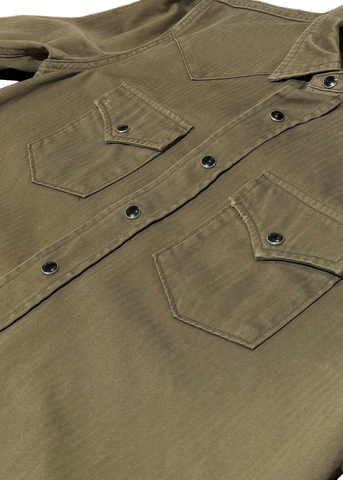 Saint Laurent Paris Saint Laurent 2020 Khaki Snap Buttoned Western Shirt Size S / US 4 / IT 40 - 5 Thumbnail