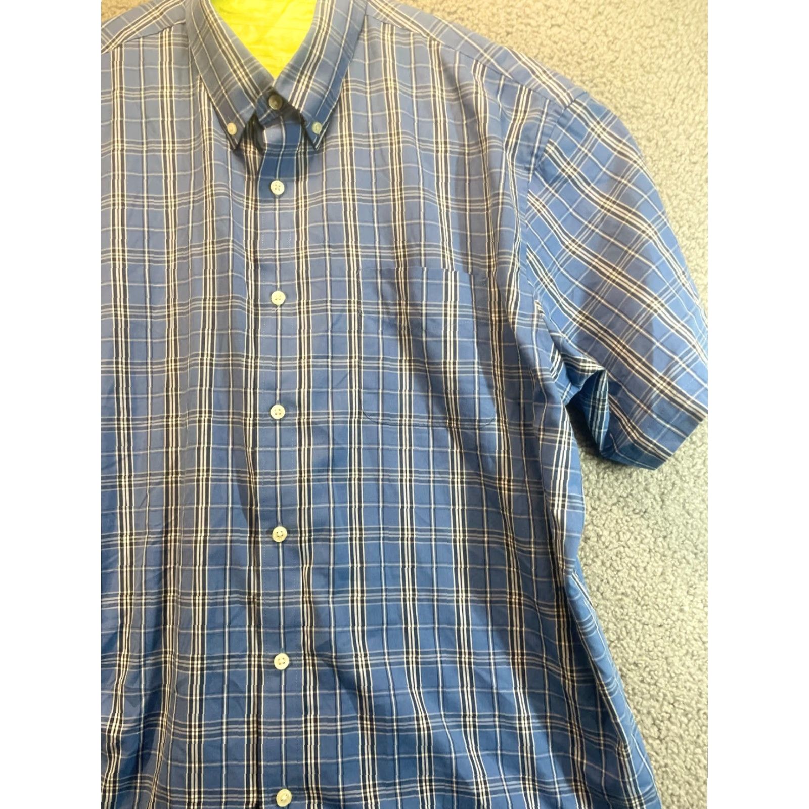 Arrow Arrow Shirt Mens XL Blue Plaid Short Sleeve Cotton Blend Classic Preppy Shirt XL Mens Blue Plaid Short Sleeve Cotton Blend Arrow Polo Shirt Size US XL / EU 56 / 4 - 2 Thumbnail