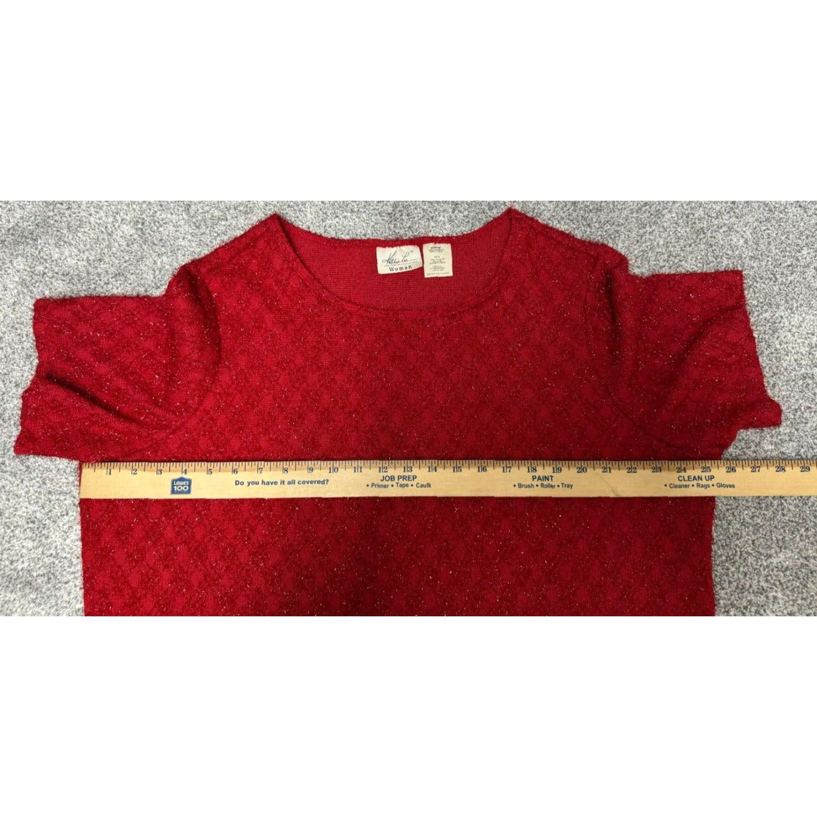 Lee VINTAGE Kathie Lee Blouse Womens Plus 22W/24W Sparkly 90s Christmas Holiday Glam Shirt Womens Plus 22W Red Ballad 90s Christmas Party/Cocktail Womens Size 3XL / US 20-22 - 6 Thumbnail
