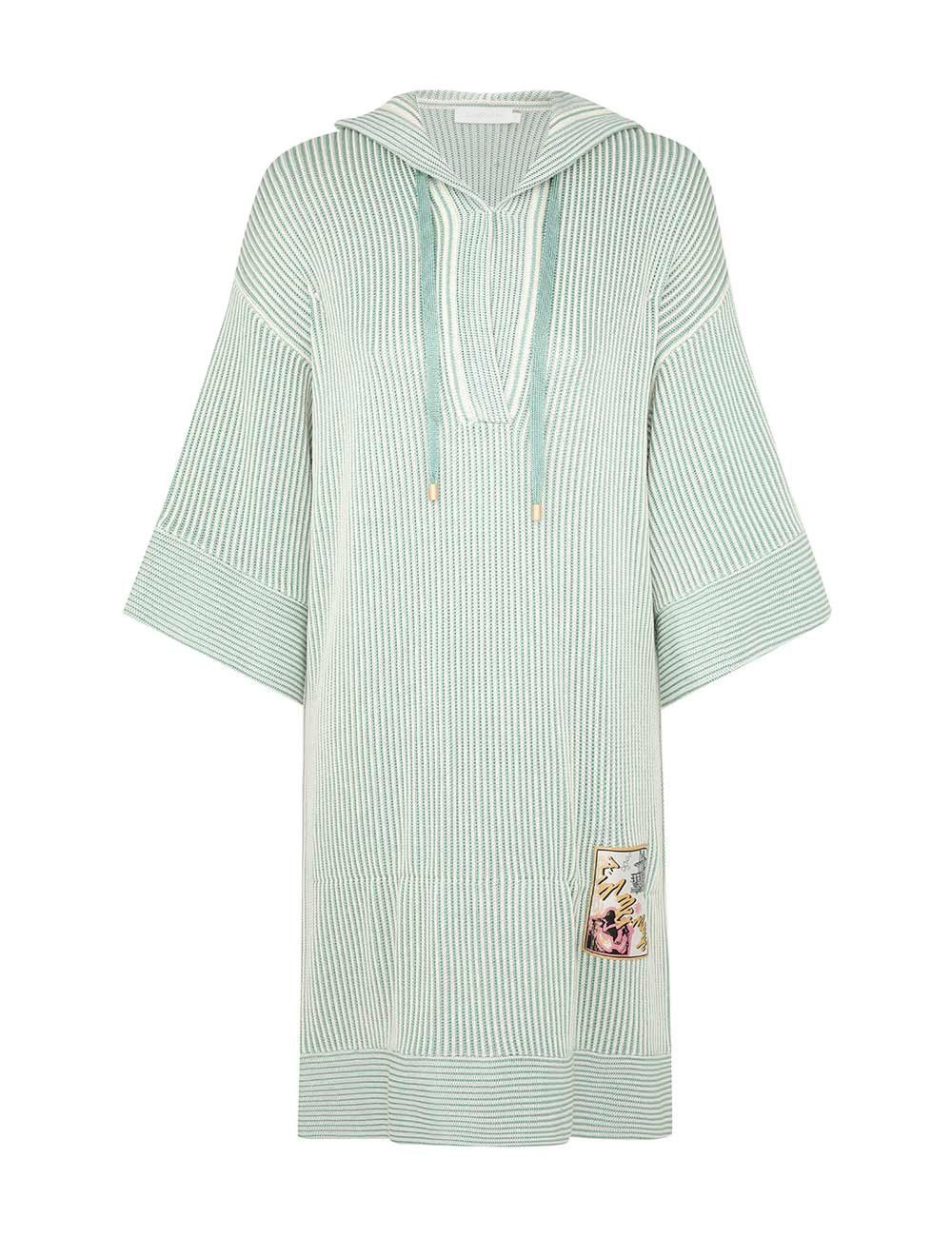 Zimmermann oc11z1025 Acacia Stripe Hooded Mini Dress in Green/Cream Size S / US 4 / IT 40 - 1 Thumbnail