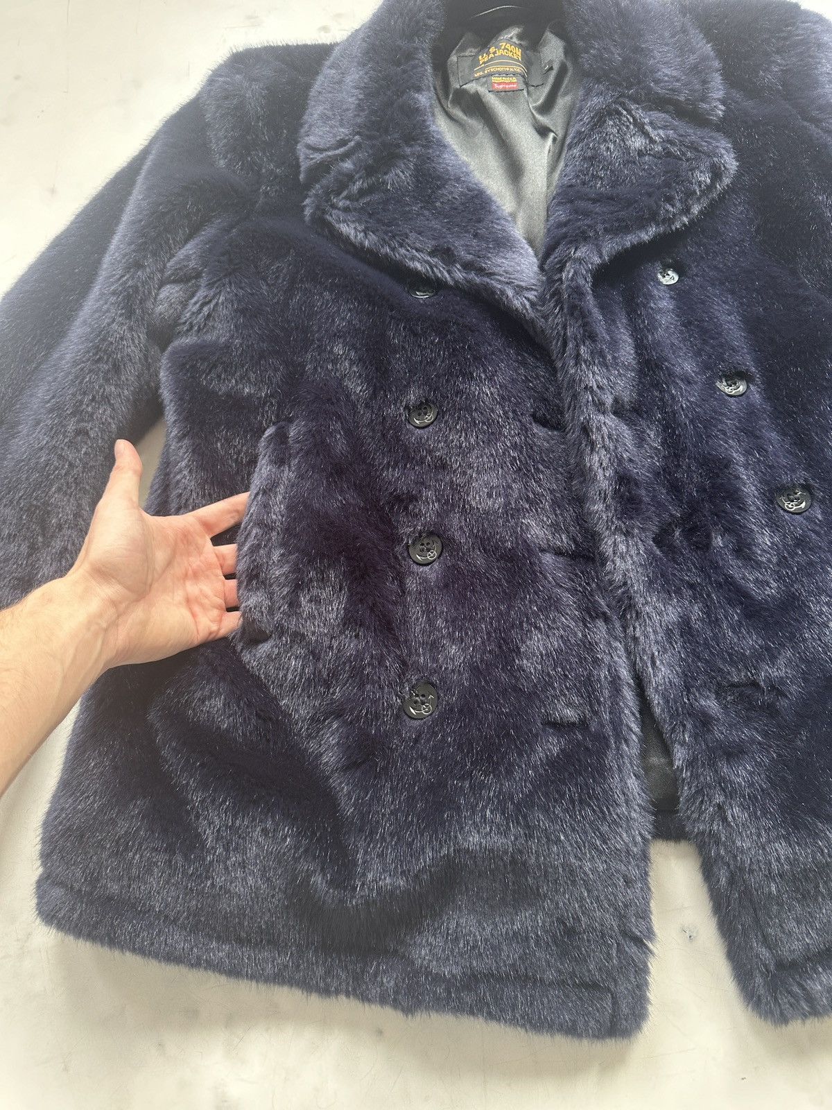 Schott × Supreme Faux fur pea jacket 740N Size US L / EU 52-54 / 3 - 5 Thumbnail