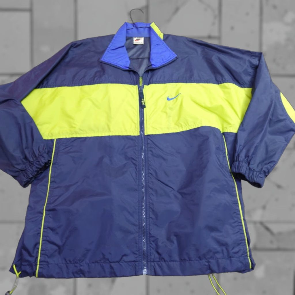 Nike VINTAGE Nike Jacket XL Blue Yellow Full Zip Windbreaker Gray Tag Mens Size US XL / EU 56 / 4 - 1 Thumbnail