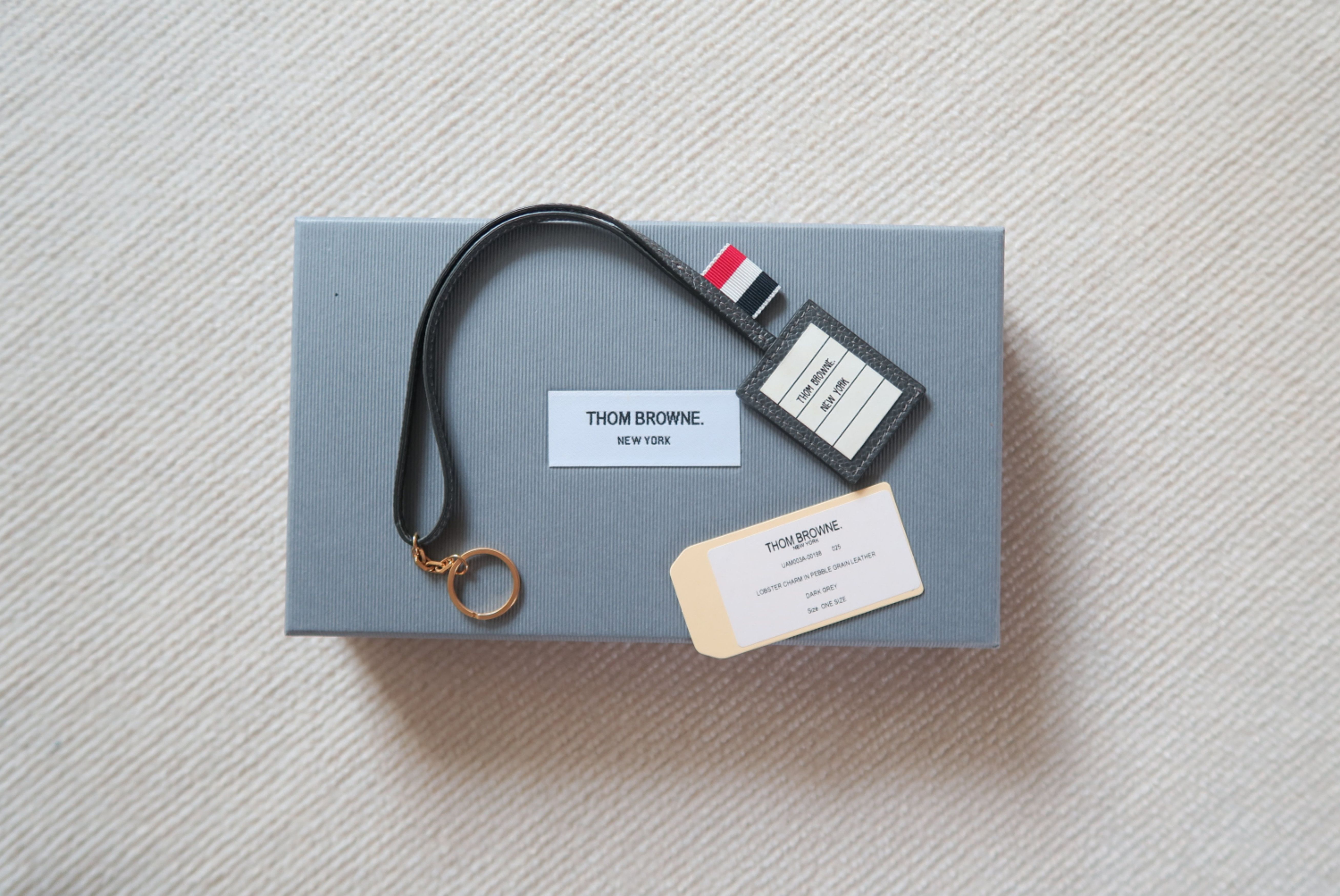 Thom Browne Thom Browne Pebble Grain Leather 4-Bar Label Key Ring Size ONE SIZE - 1 Thumbnail