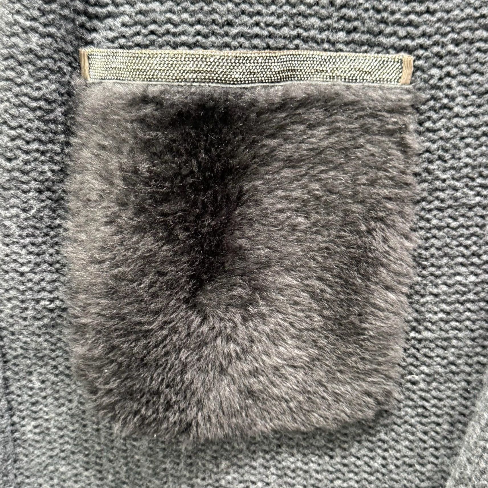 Fabiana Filippi Sweater Cardigan Womens Small Gray Fur Pocket Wool Italy