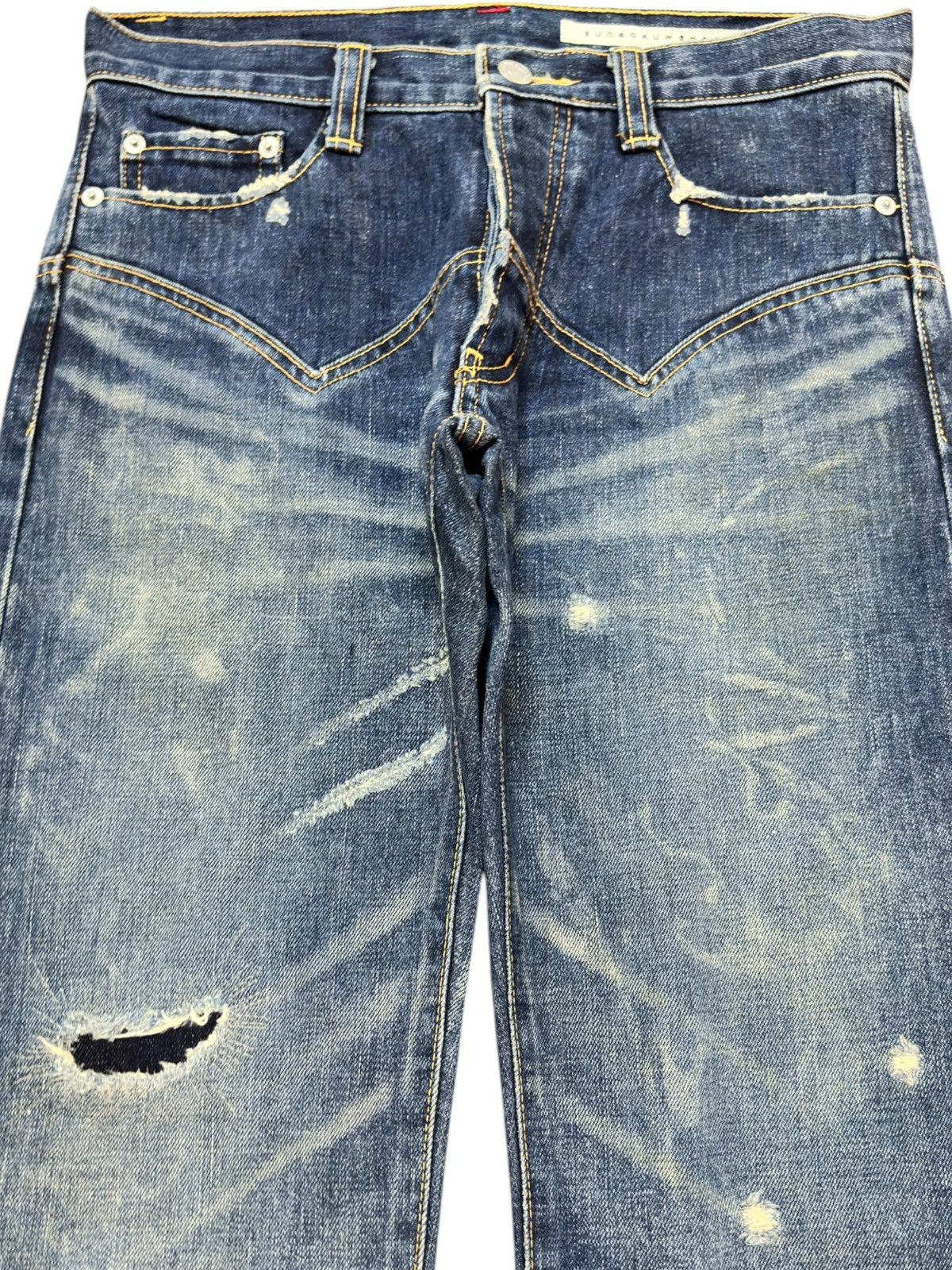 Issey Miyake Vintage Sunaokuwahara Selvedge Ripped Distressed Denim Size US 29 - 2 Thumbnail