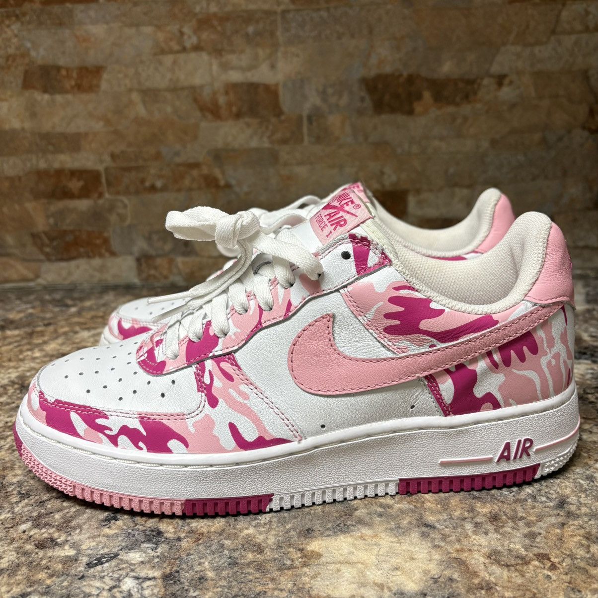 Nike Nike Air Force 1 2005 White / Pink Bright Rose Camo Size US 8.5 / EU 41-42 - 2 Thumbnail
