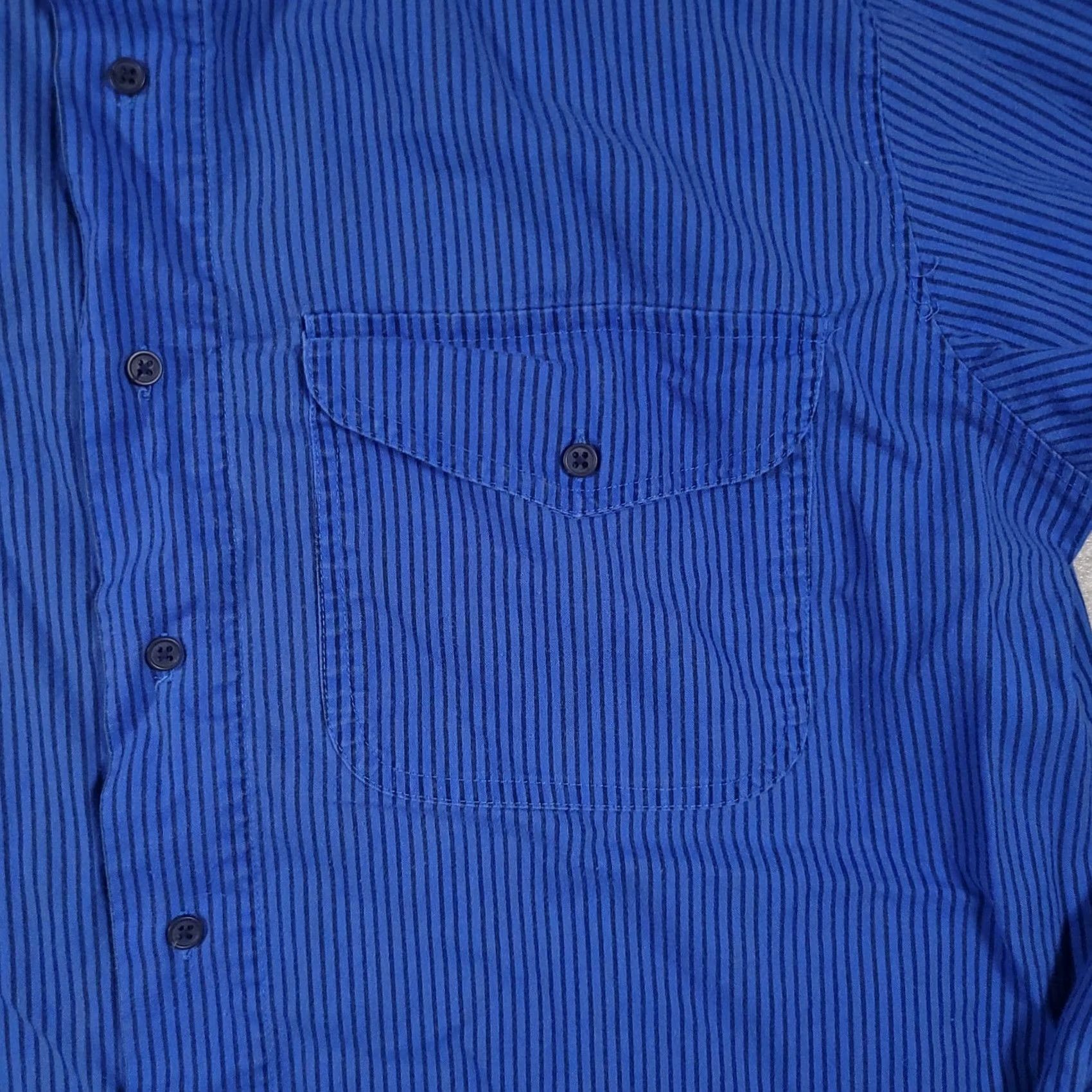 Vintage VINTAGE Expressions Shirt Large Blue Striped Long Sleeve Retro Vtg 90s Button Up Mens Size US L / EU 52-54 / 3 - 4 Thumbnail