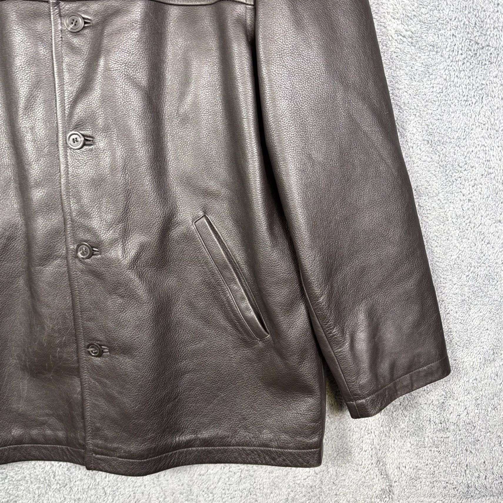 J.Crew VINTAGE J. Crew Leather Jacket Overcoat Mens L Chore Barn Coat Wool Lined Dark Brown Size US L / EU 52-54 / 3 - 2 Thumbnail