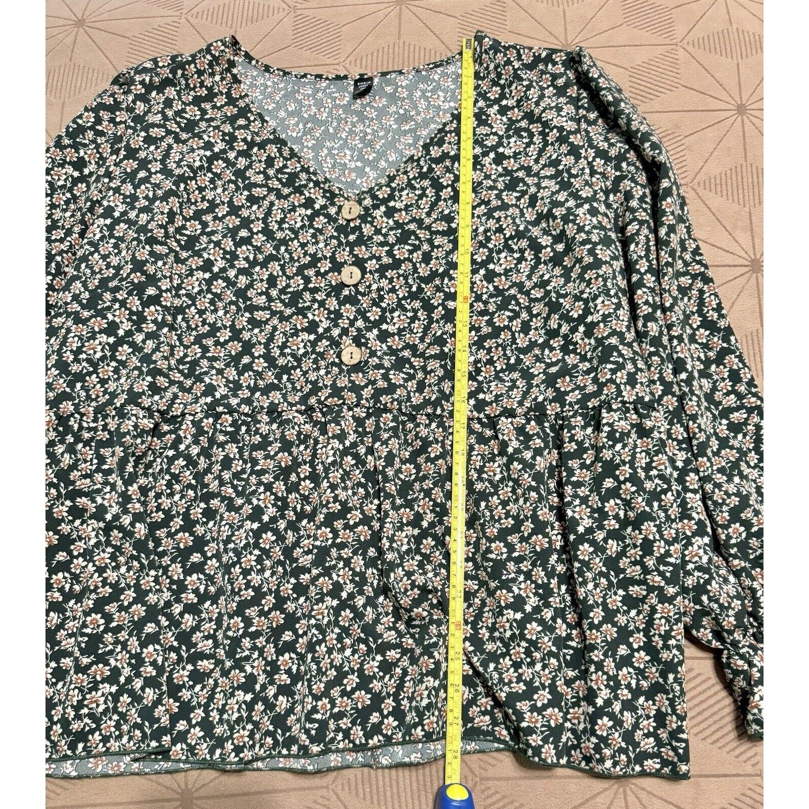 Shein SHEIN LUNE Plus Ditsy Print Flounce Sleeve, Peplum Blouse 3X Size 3XL / US 20-22 - 11 Thumbnail