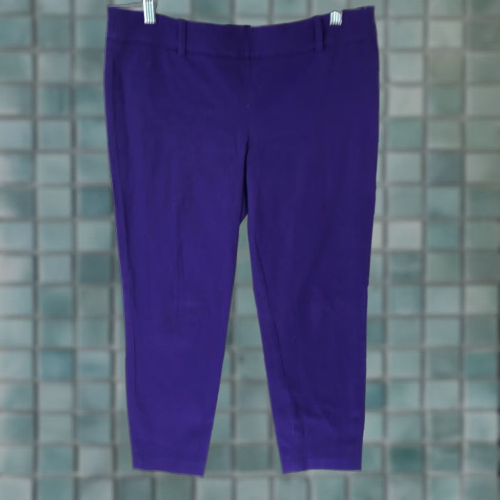 J.Crew Vintage J.Crew Womens Casual Straight Pants 8 Blue Cotton Spandex Mid Rise Flat Front Slim Fit Size 32" / US 10 / IT 46 - 1 Thumbnail