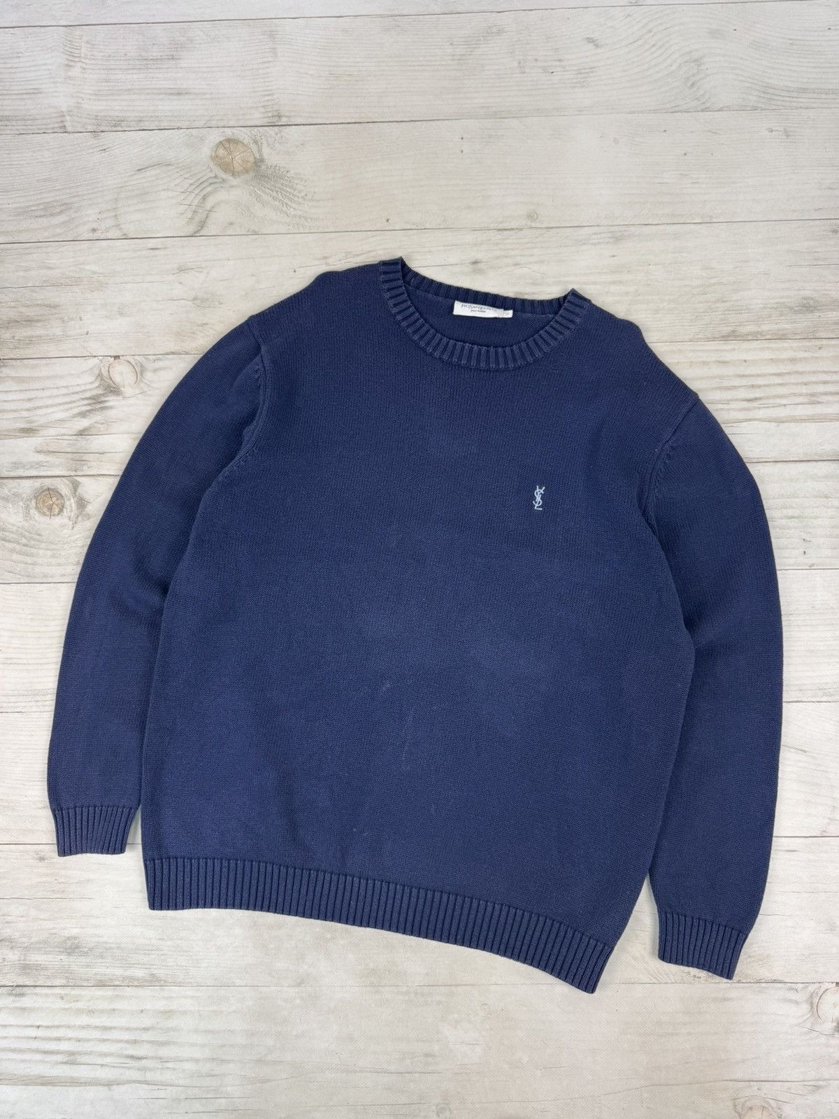 Vintage Yves Saint Laurent Knit Sweater YSL Logo - Main Image