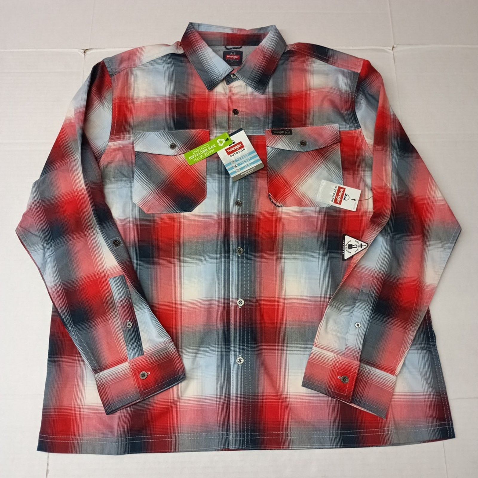 Wrangler Wrangler Shirt Men's XL Red Plaid Convertible Sleeves Shirt Size US XL / EU 56 / 4 - 1 Thumbnail