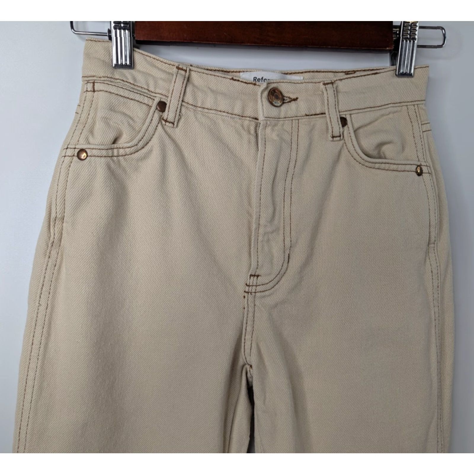 Reformation VINTAGE Reformation Cowboy Jeans Straight Women’s Size 23 Beige Almond High Rise Size 40" / US 18 - 3 Thumbnail