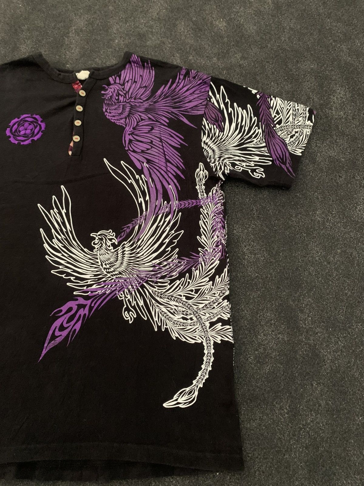 Japanese Brand Y2k Japanese Style Phoenix/Hō-ō Graphic Henley T-Shirt Size US L / EU 52-54 / 3 - 3 Thumbnail