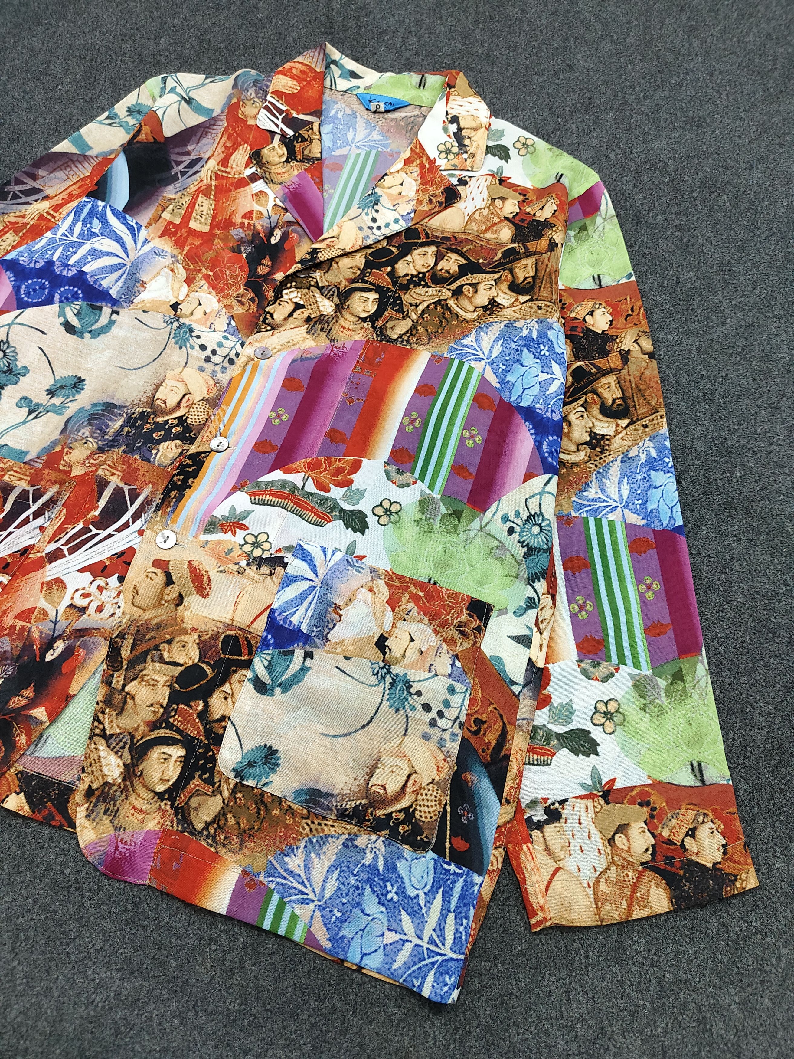 Kansai Yamamoto ARCHIVE📕80s Kansai AOP Historical Portrait Mosaic Art Jacke Size US L / EU 52-54 / 3 - 3 Thumbnail