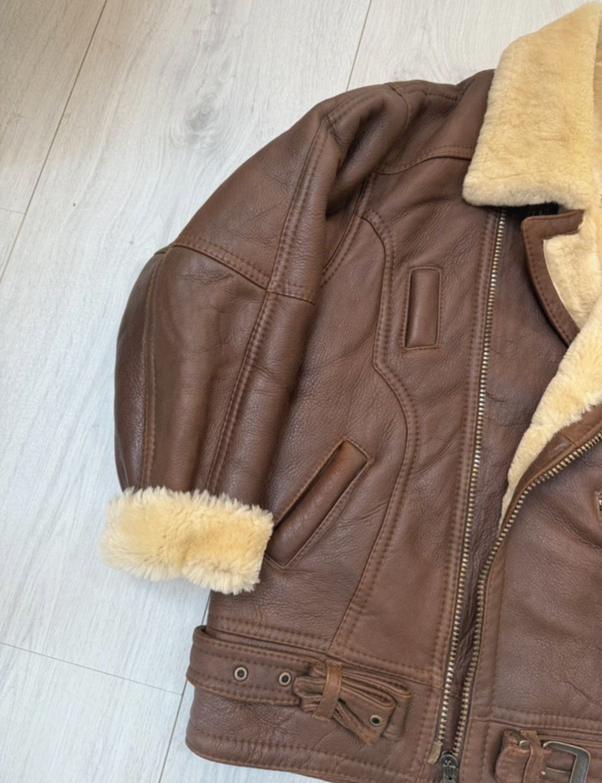 Vintage Russian Rybok Shearling Aviator Jacket Leather Pilot B-3 Size US XXL / EU 58 / 5 - 5 Thumbnail