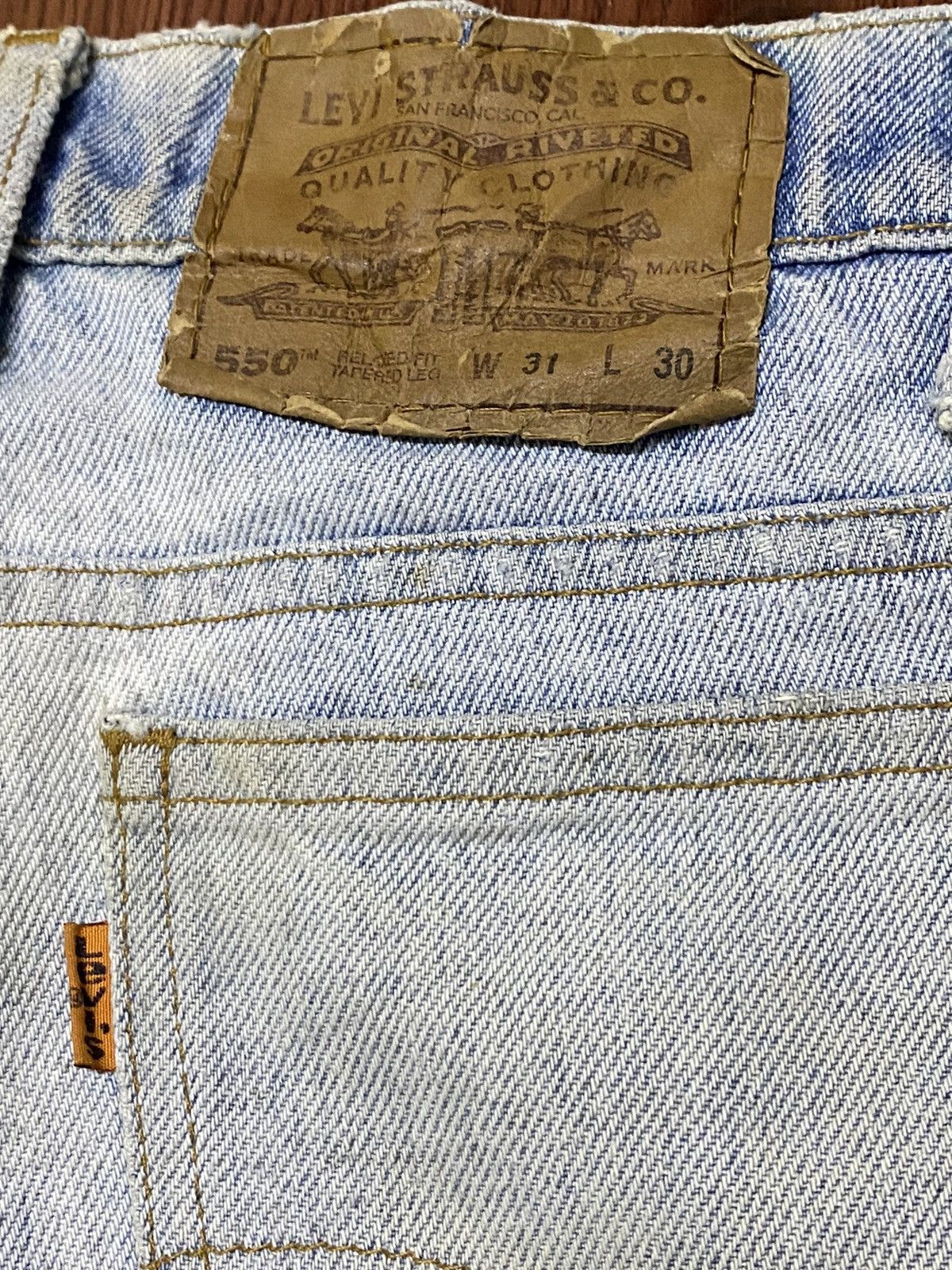 Levi's Vintage Clothing Vintage 80s Levis 550 Orange Tab Mud Wash Denim Jorts Size US 31 - 3 Thumbnail