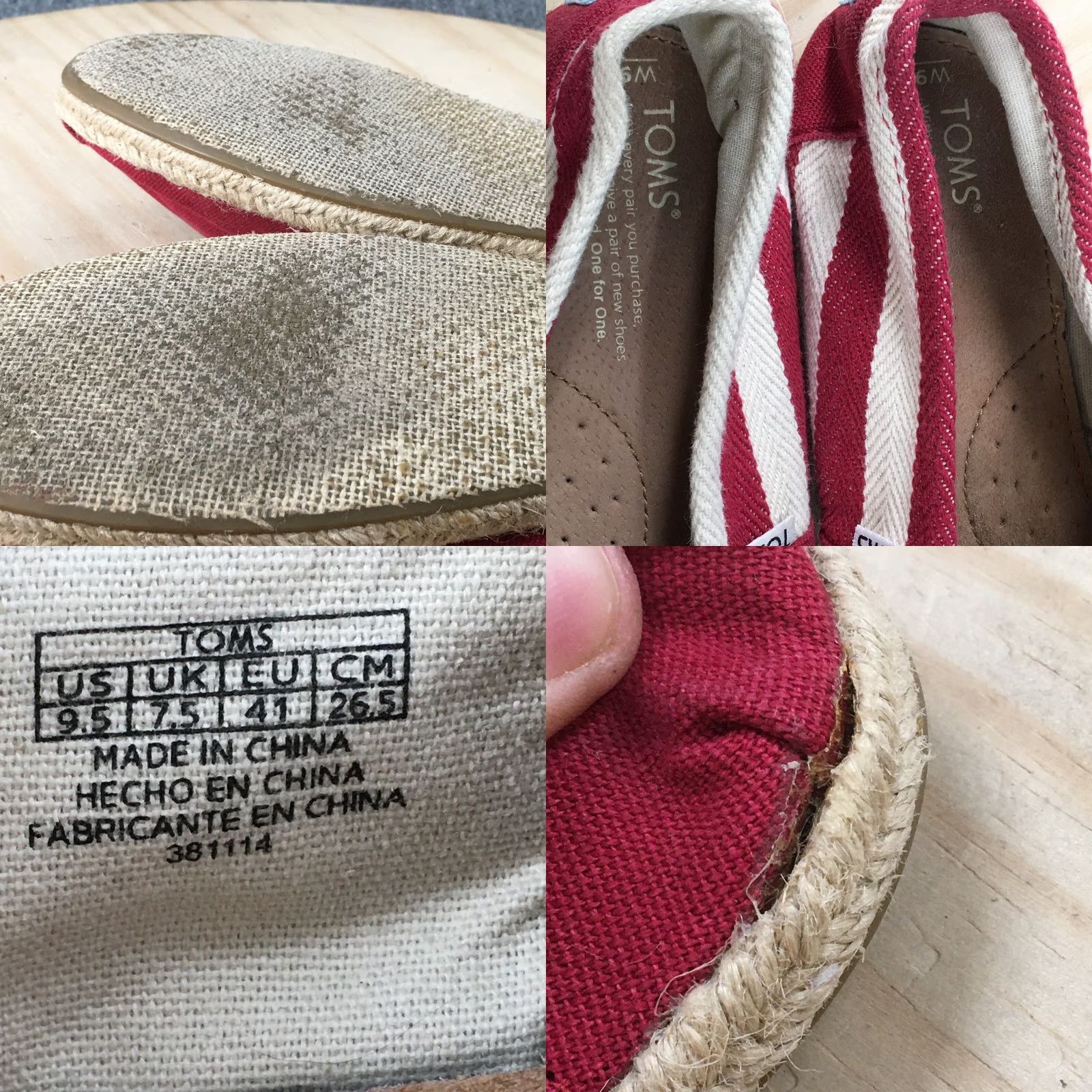 Toms TOMS Womens 9.5 Espadrille Red Canvas Comfort Casual Low Top Flats Size L / US 10 / IT 46 - 9 Thumbnail