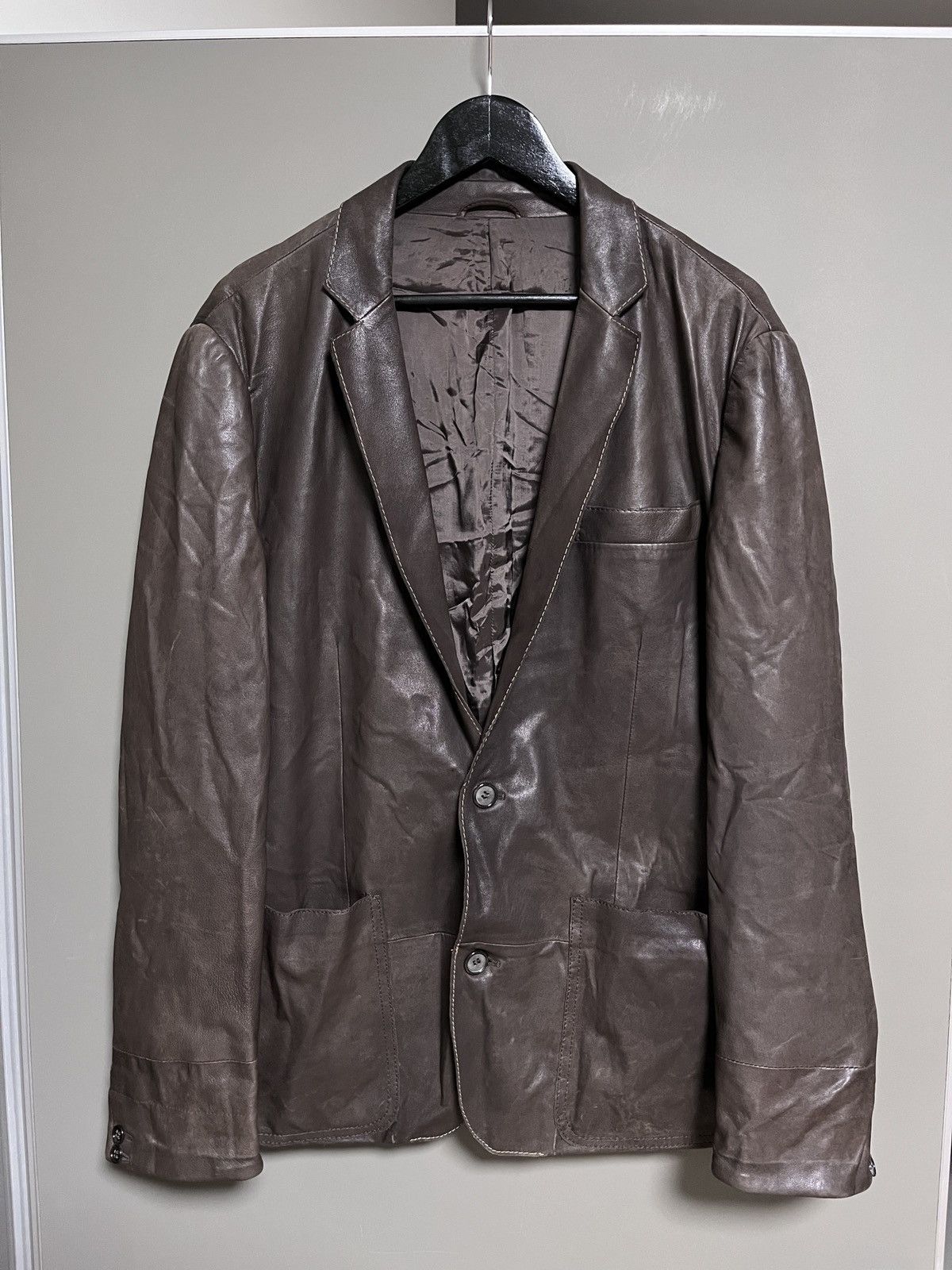 Mandelli Enrico Mandelli Dark Brown Leather Luxury Blazer Jacket Size US L / EU 52-54 / 3 - 1 Thumbnail