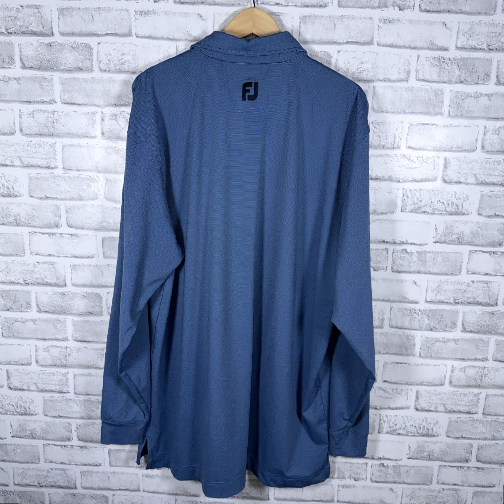 Footjoy FootJoy Polo Shirt Striped Long Sleeve Mens XL Blue Size US XL / EU 56 / 4 - 4 Thumbnail