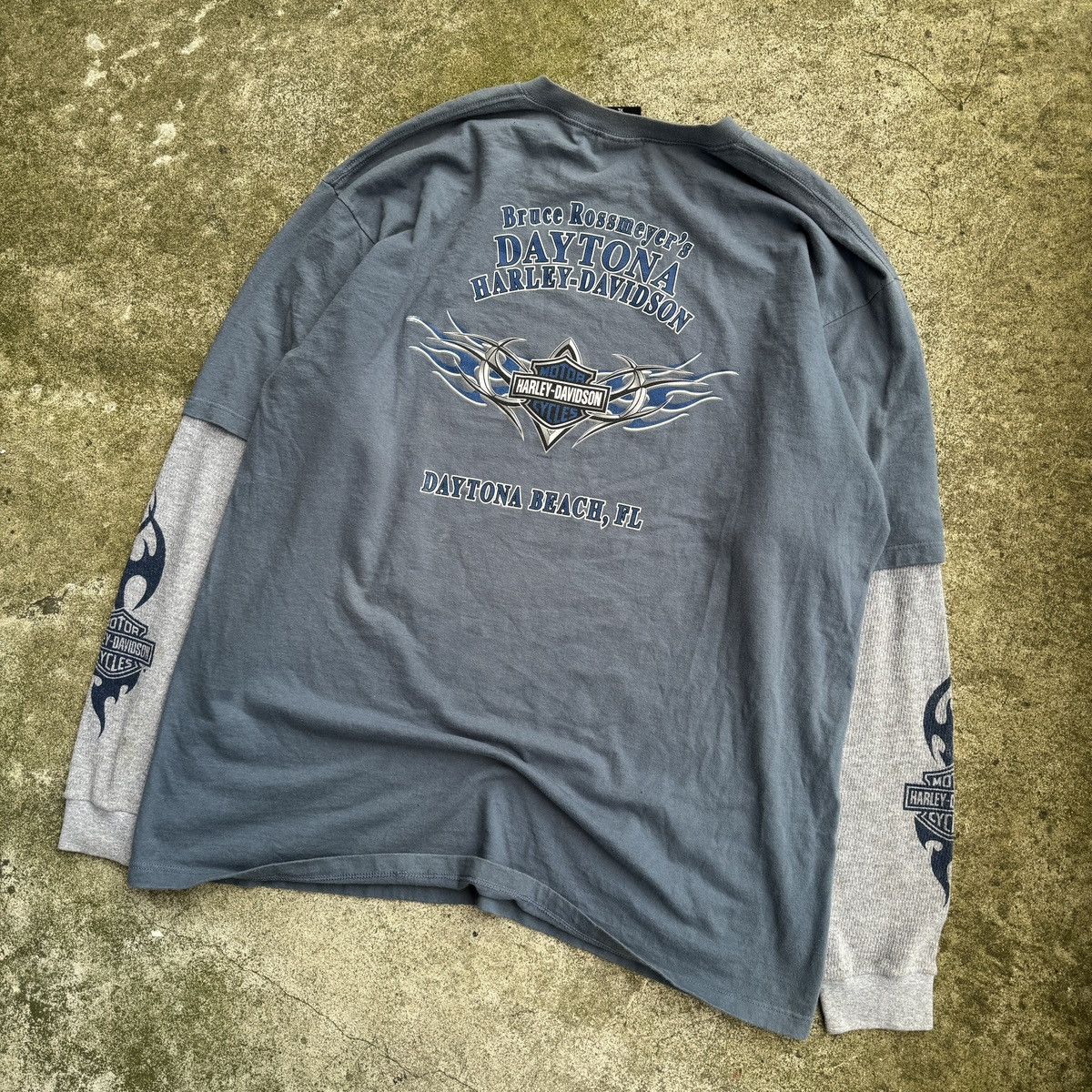Harley Davidson Harley Faded Metal Flame Longsleeve Thermal Shirt ERD Grunge Size US XXL / EU 58 / 5 - 8 Thumbnail
