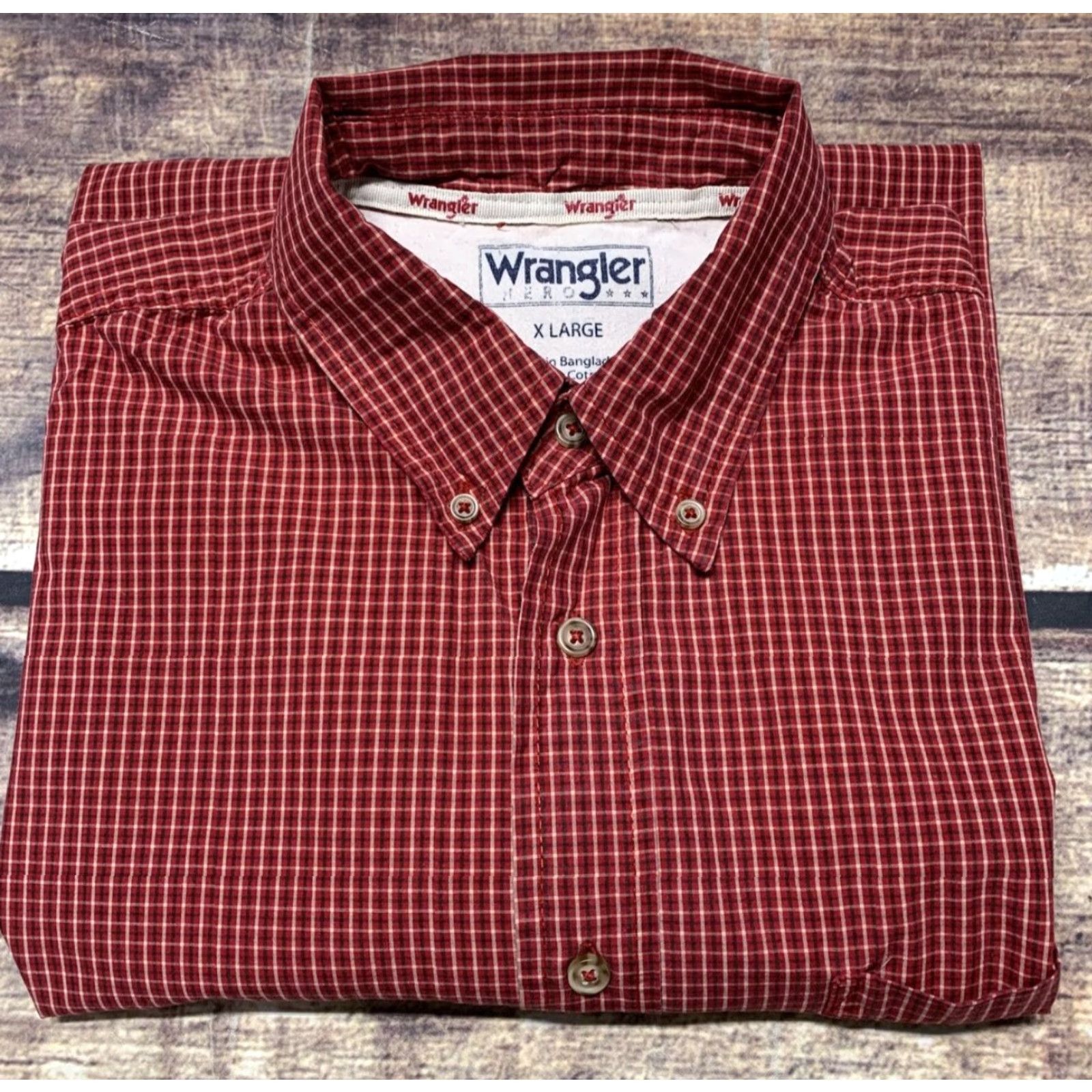 Wrangler Wrangler Hero Button-Up Shirt Men XL Red Plaid Cotton Short Sleeve Western Pattern Casual Shirt Size US XL / EU 56 / 4 - 2 Thumbnail
