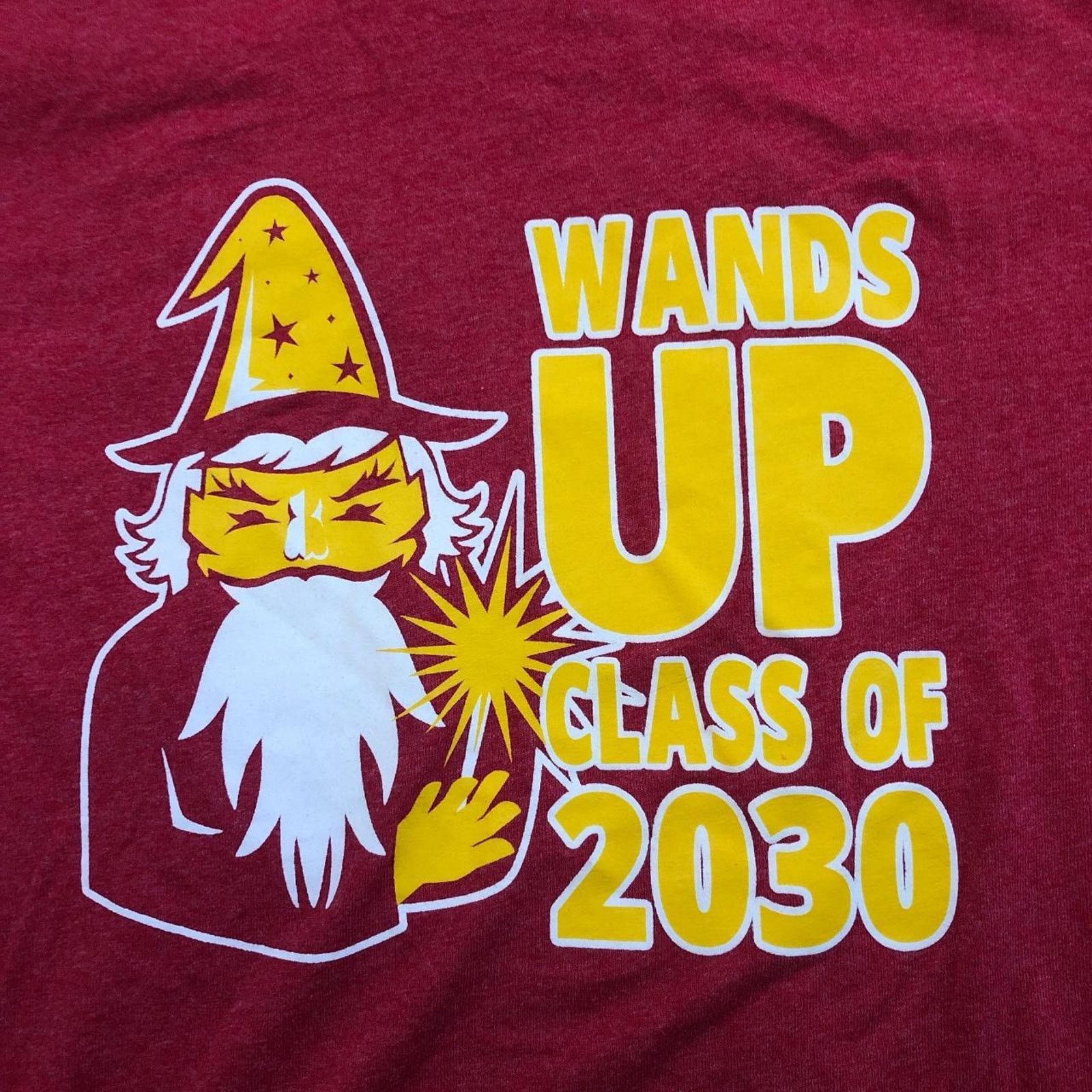 Gildan Red ‘Wands Up Class of 2030’ Wizard Graphic Tee Size US M / EU 48-50 / 2 - 3 Thumbnail