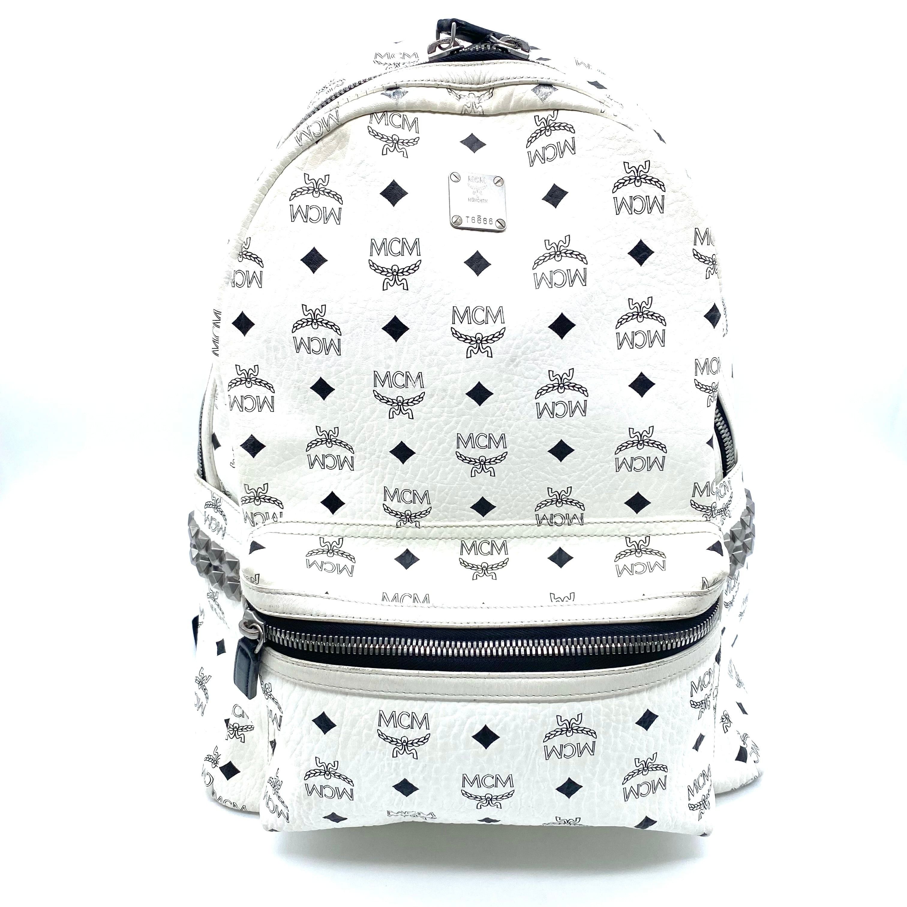 MCM Visetos Backpack White Medium 2240003382392