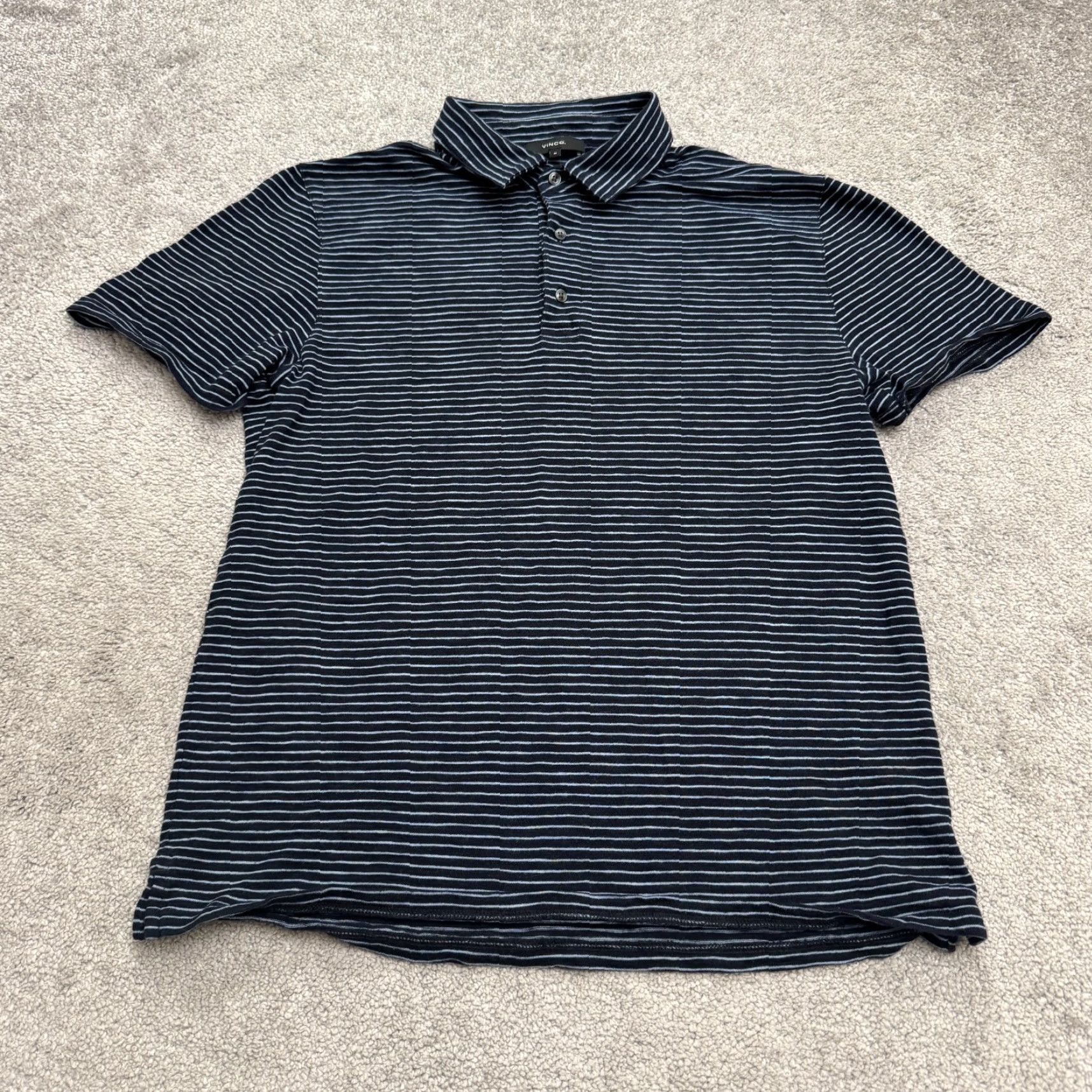 Vince Vince Polo Shirt Mens M Navy Blue Striped Short Sleeve Casual Preppy Sports 90s Mens Size US M / EU 48-50 / 2 - 2 Thumbnail