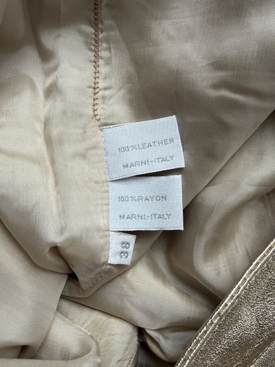 Marni MARNI Gold Metallic Leather Straight Trousers IT 38 Luxury Size 26" / US 2 / IT 38 - 14 Thumbnail