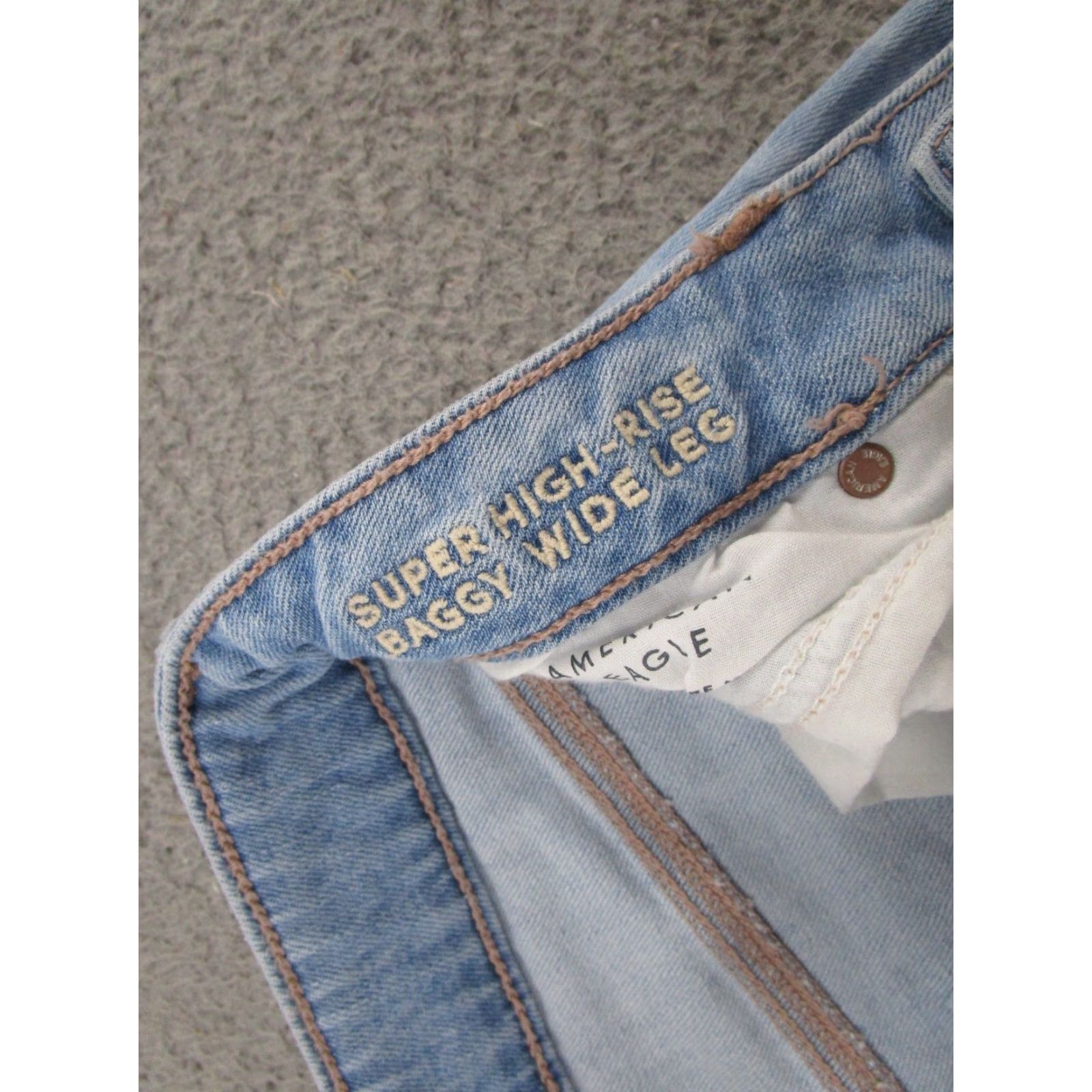American Eagle Outfitters VINTAGE American Eagle Outfitters Jeans Womens Size 2 Distressed Wide-Leg 90s Blue Denim 5-Pocket Rise High Baggy Relaxed Straight Size 26" / US 2 / IT 38 - 5 Thumbnail