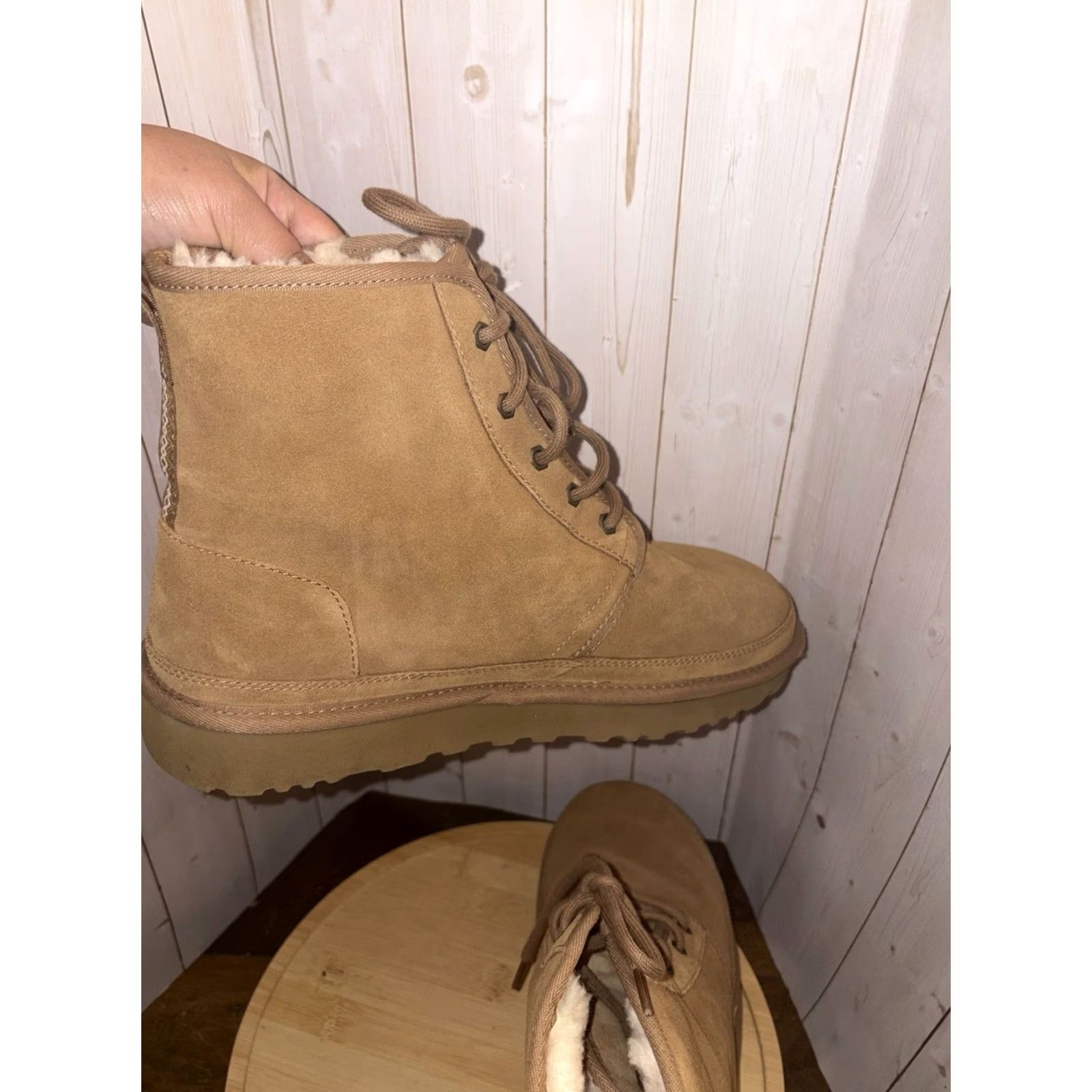 UGG NEUMEL HIGH CHESTNUT SUEDE SHEEPSKIN MEN\'S LACE UP BOOTS SIZE 10.5/11 UGG Boot Men\ main image 2