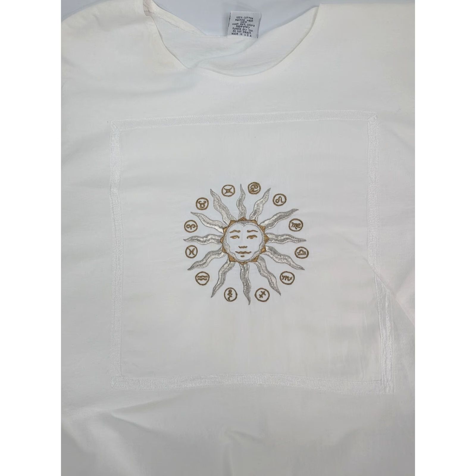 Johnny Was VINTAGE Johnny Was T-Shirt Dress White Midi Embroidery Sun Astrology Womens XS? Size M / US 6-8 / IT 42-44 - 2 Thumbnail