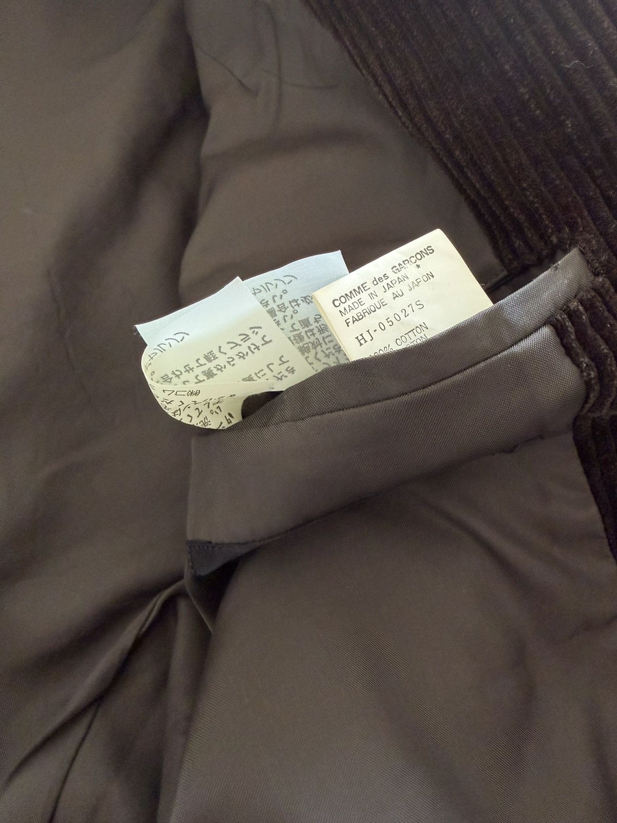 Comme des Garcons Homme Vintage Comme Des Garson Brown Corduroy Blazer Size 36R - 7 Thumbnail